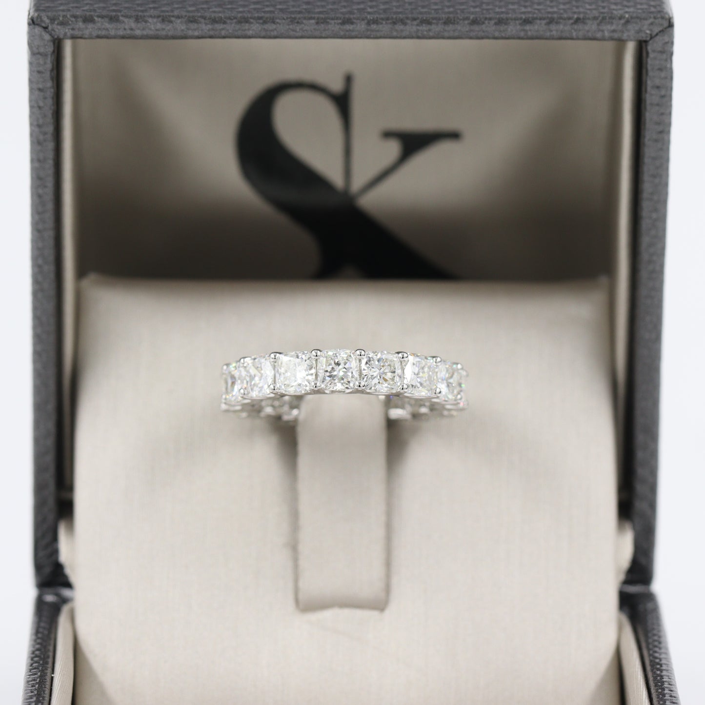 Cushion Cut Diamond U Shape Band /Cushion Cut Diamond Wedding Band/Stackable Full Eternity Cushion Cut Diamond Band/Anniversary gift