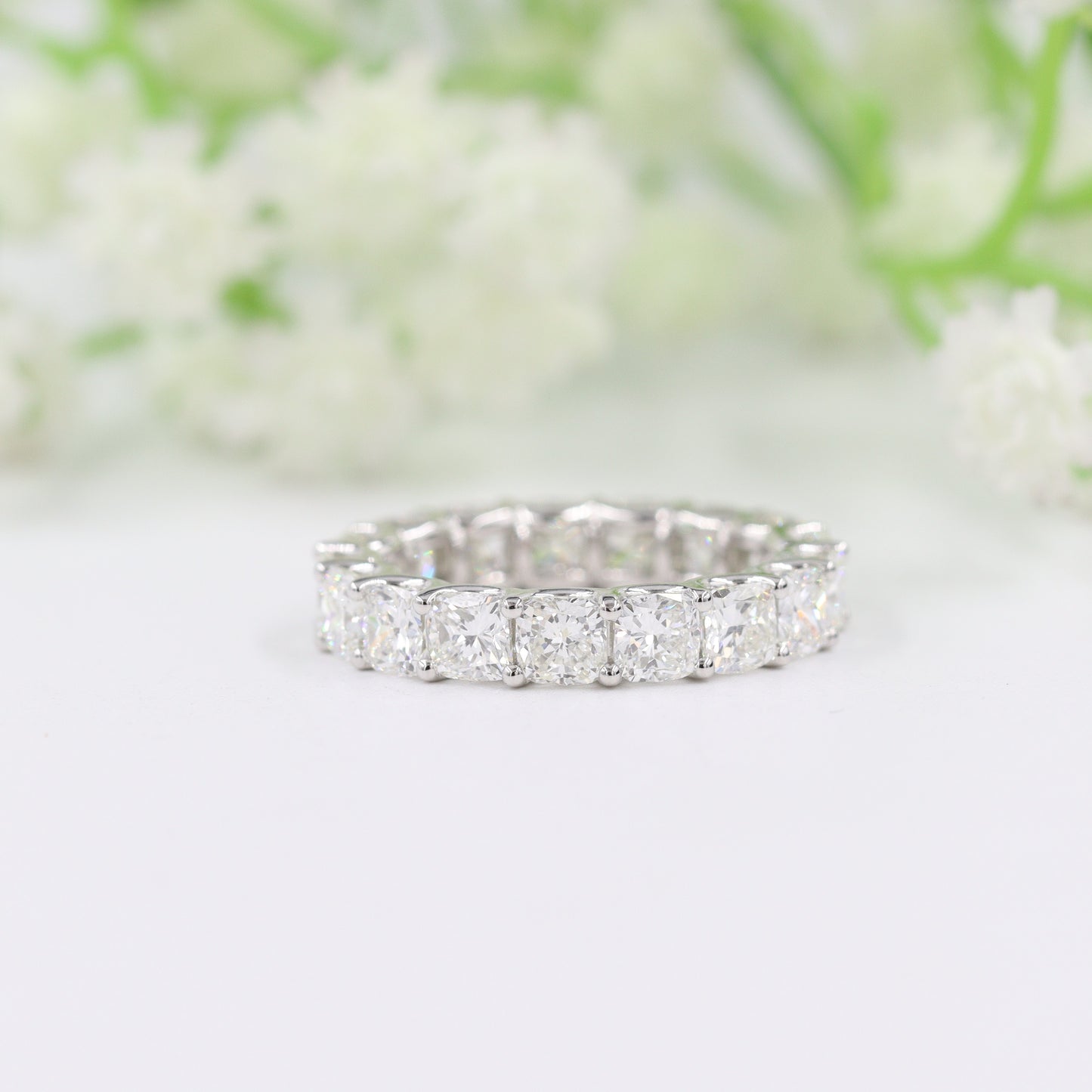 Cushion Cut Diamond U Shape Band /Cushion Cut Diamond Wedding Band/Stackable Full Eternity Cushion Cut Diamond Band/Anniversary gift
