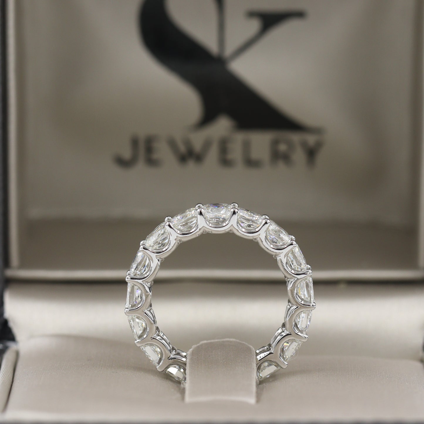 Cushion Cut Diamond U Shape Band /Cushion Cut Diamond Wedding Band/Stackable Full Eternity Cushion Cut Diamond Band/Anniversary gift