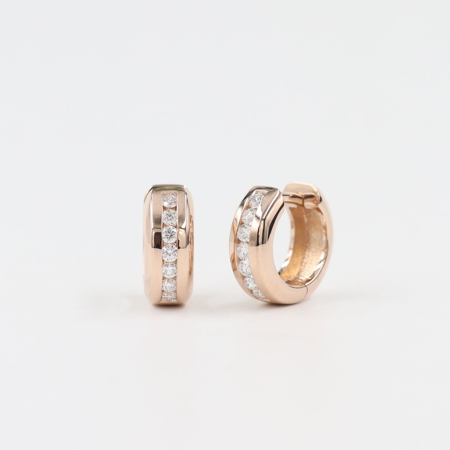 Diameter 11mm 0.24ct Diamond Earrings/4.5mmWidth Hoop Earrings/Diamond Huggies / 14k Gold Diamond Huggie Hoops/ Anniversary gift