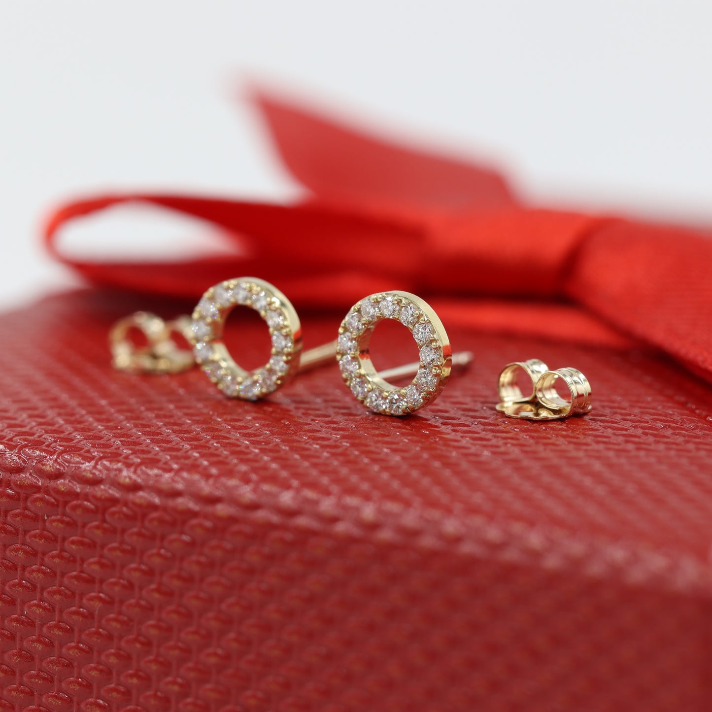 6.3mm Open Circle Natural Diamond Earring /14k gold Minimalist Earrings / Diamond Stud Circle Earrings /Dainty Earrings/Anniversary Gift