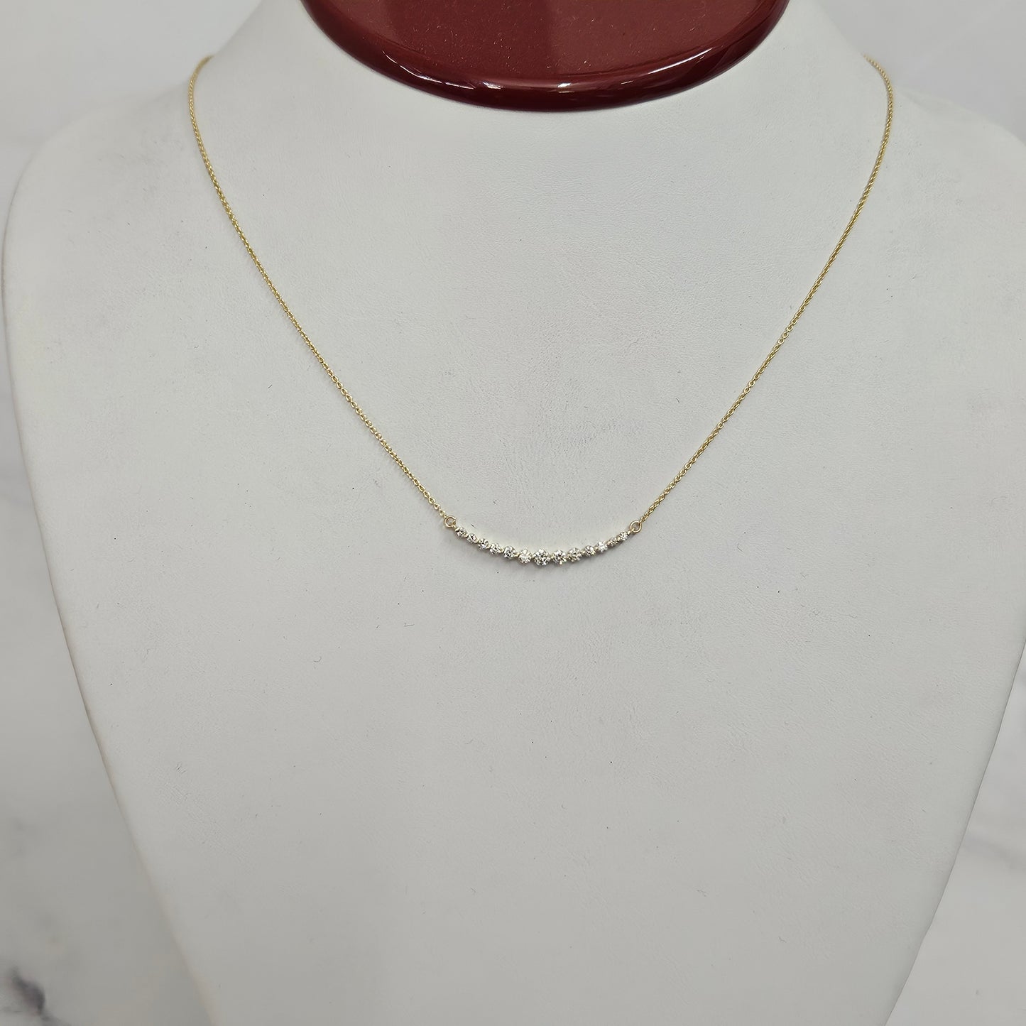 Diamond Bar Single Prong Pendent/Natural Diamond bar Necklace/14K Gold Diamond Necklace/Anniversary Necklace/Anniversary Gift