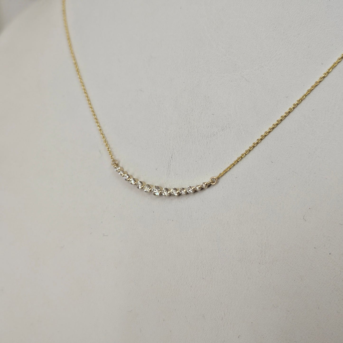 Diamond Bar Single Prong Pendent/Natural Diamond bar Necklace/14K Gold Diamond Necklace/Anniversary Necklace/Anniversary Gift