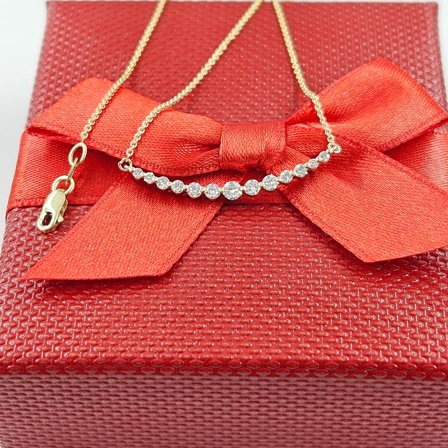 Diamond Bar Single Prong Pendent/Natural Diamond bar Necklace/14K Gold Diamond Necklace/Anniversary Necklace/Anniversary Gift