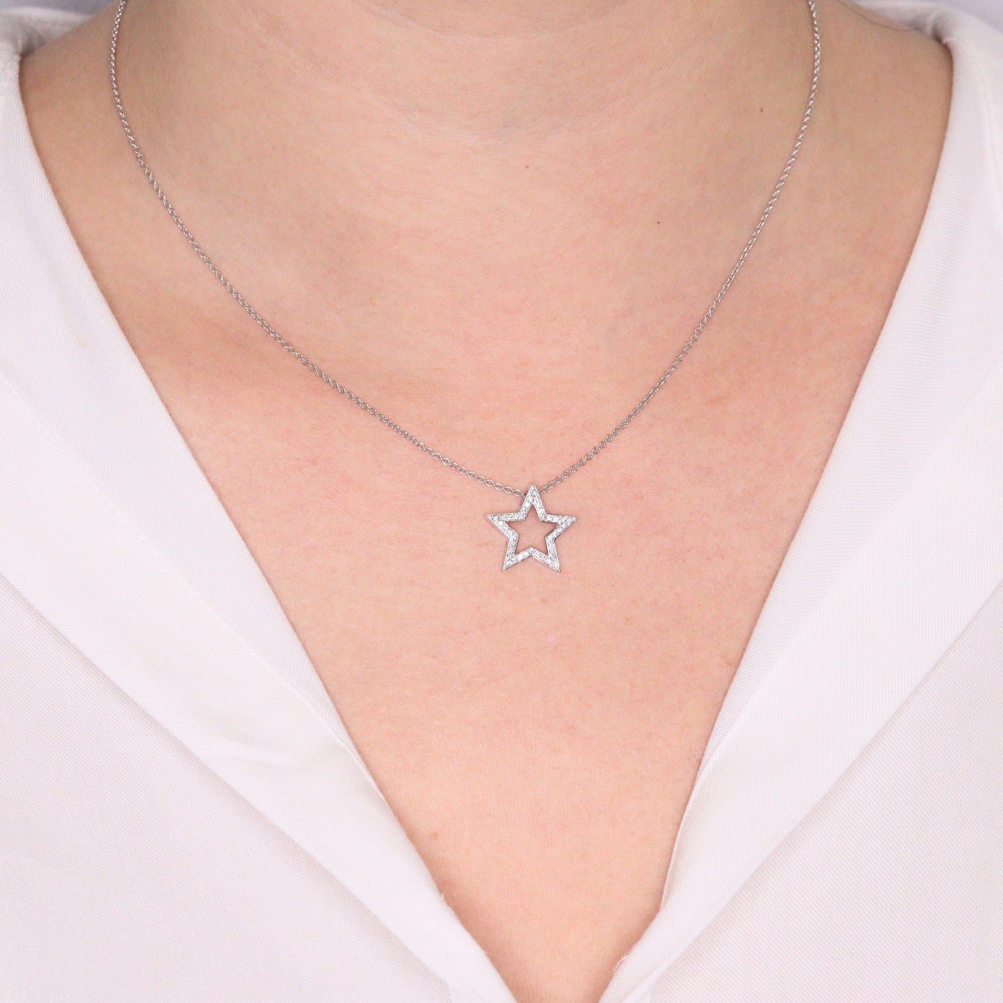 Star Pendant Natural Diamond Necklace /Star Pendant /Brilliant Cut Diamond Necklace /14K Gold Diamond Necklace/Anniversary Gift