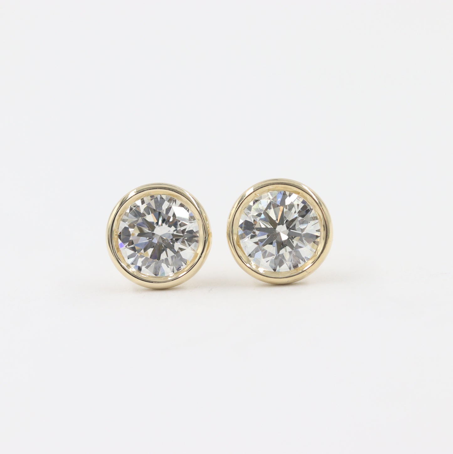 Diamond Bezel Set Stud Earrings/Lab Diamond Earrings/Diamond Solitaire Stud Earrings/Bridesmaid Wedding Gift/Single or Pair