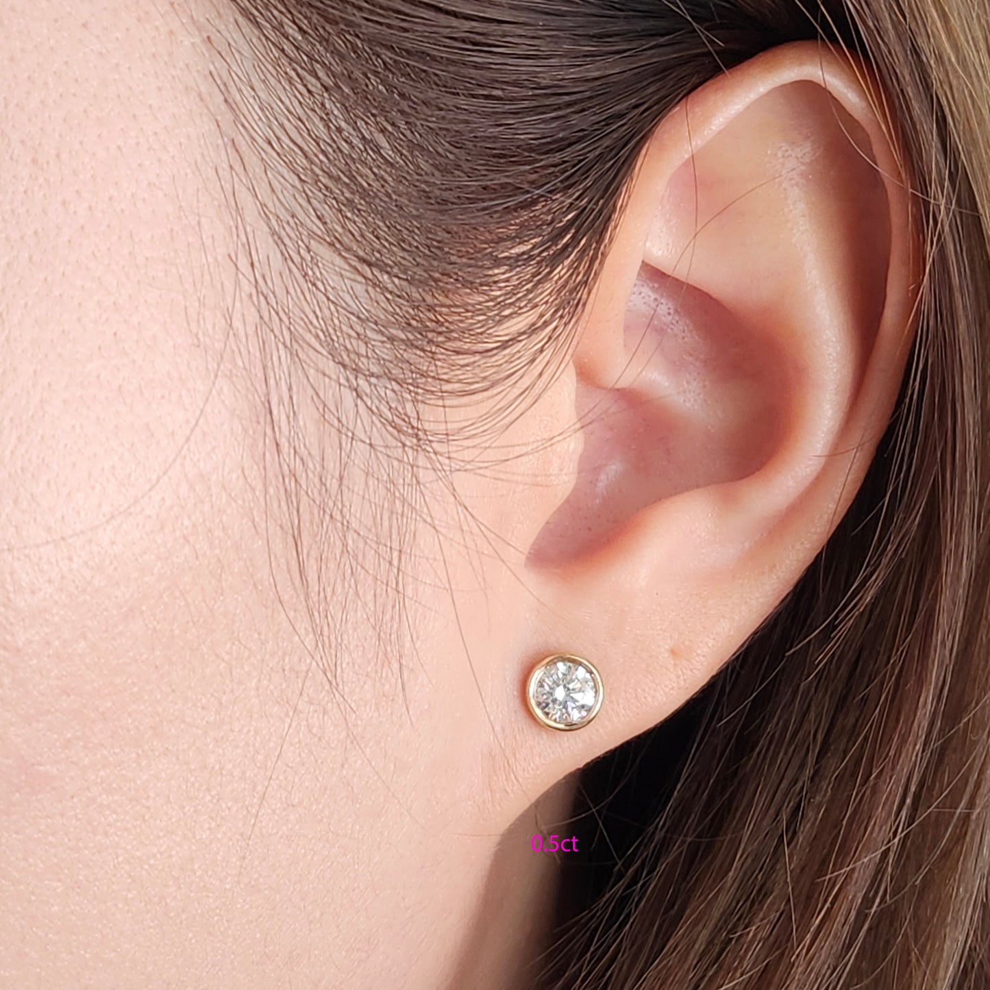Diamond Bezel Set Stud Earrings/Lab Diamond Earrings/Diamond Solitaire Stud Earrings/Bridesmaid Wedding Gift/Single or Pair
