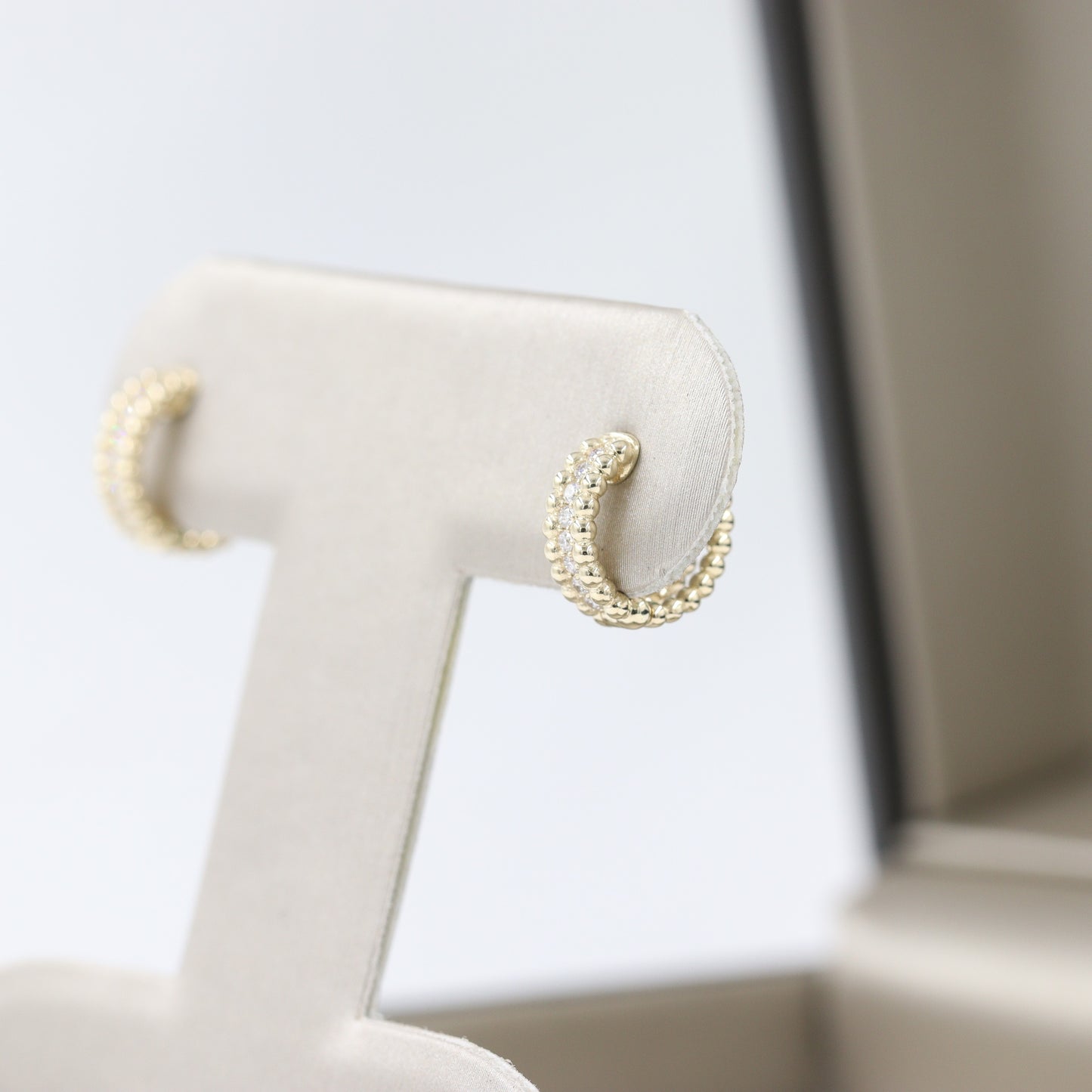 Double Bead Diamond Hoop Earrings/Diameter 11.5mm Diamond Earrings/Diamond hoop earring/ Natural Diamond Hoop earring/ Anniversary gift