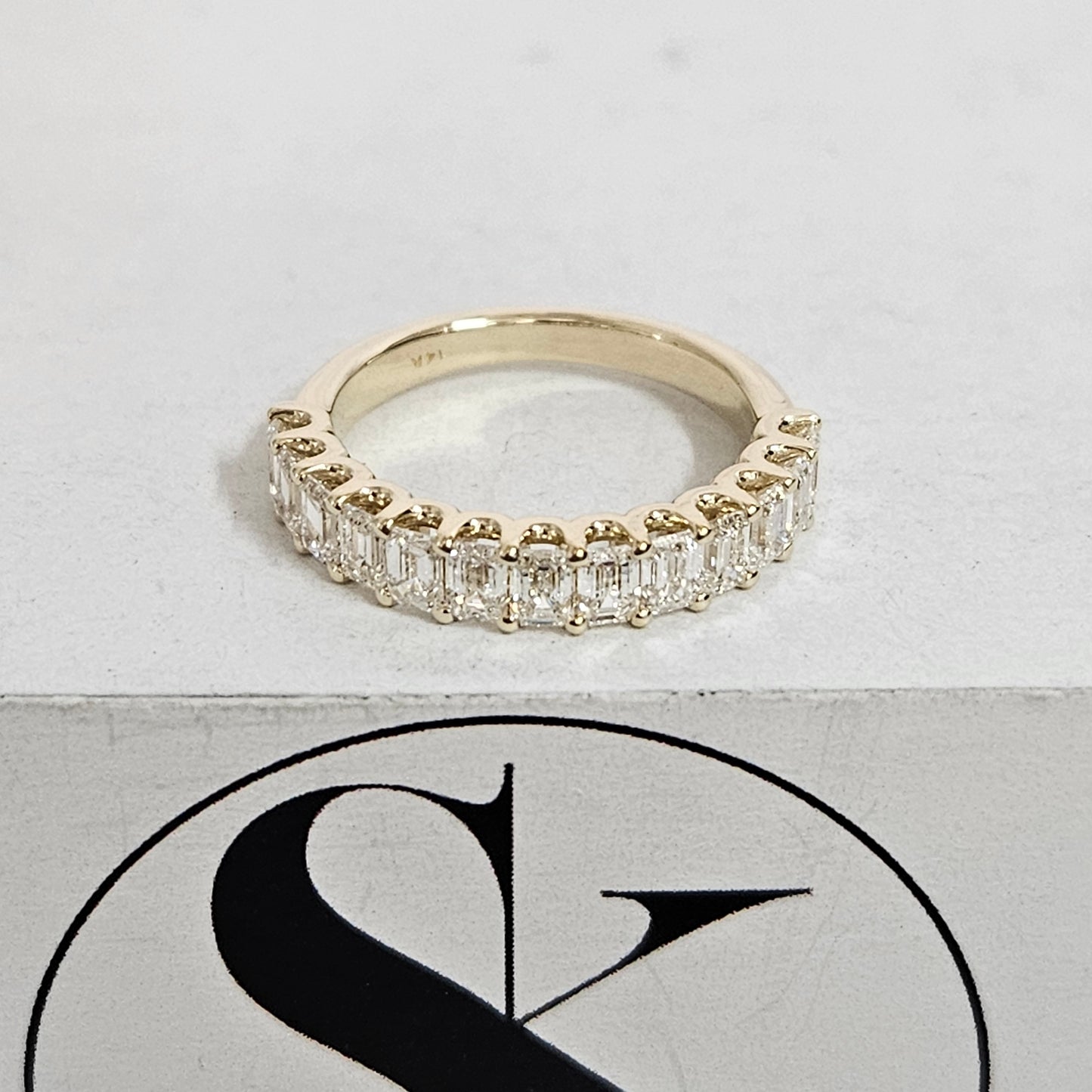 Emerald Cut 13 Diamonds 1.3ct Wedding Band/ Natural Diamond Emerald Cut Ring/ Half Eternity Ring/ Emerald Cut Diamond Band/Anniversary Gift
