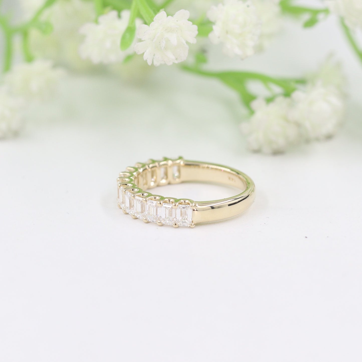 Emerald Cut 13 Diamonds 1.3ct Wedding Band/ Natural Diamond Emerald Cut Ring/ Half Eternity Ring/ Emerald Cut Diamond Band/Anniversary Gift
