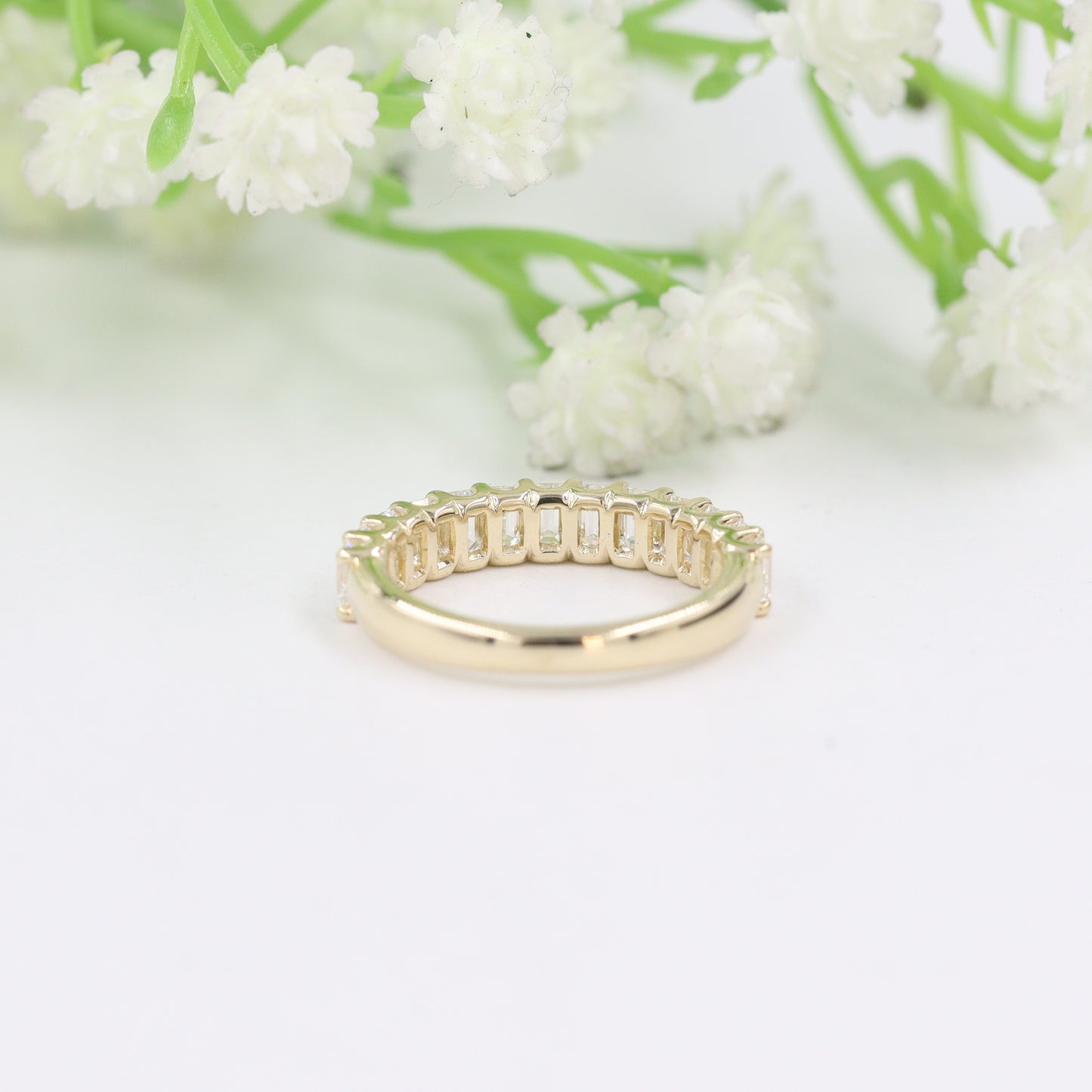 Emerald Cut 13 Diamonds 1.3ct Wedding Band/ Natural Diamond Emerald Cut Ring/ Half Eternity Ring/ Emerald Cut Diamond Band/Anniversary Gift