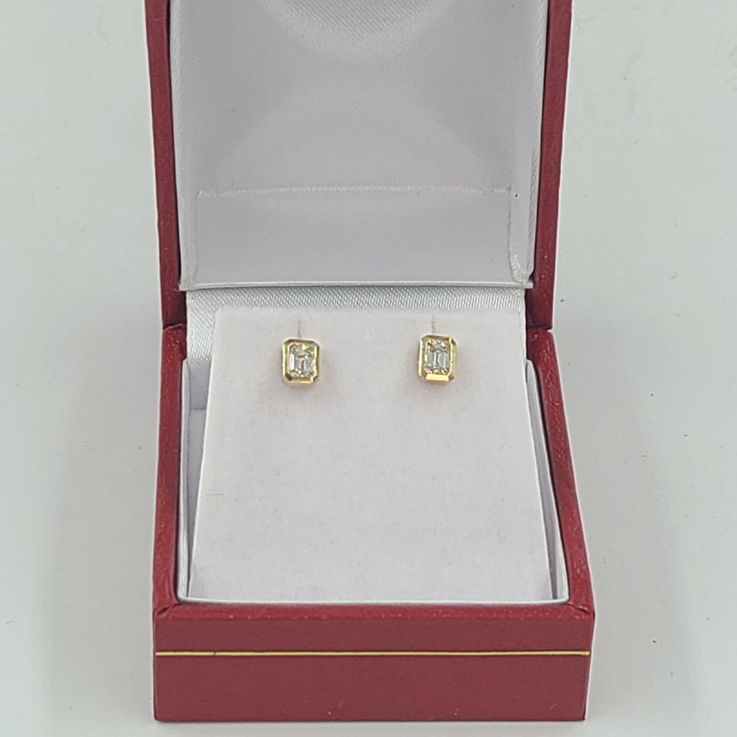 Emerald Cut Natural Diamond 0.22ct Solitaire Bezel Set Earrings/14K,18K gold Diamond Earrings/Gift for her Stud Earrings/Anniversary gift