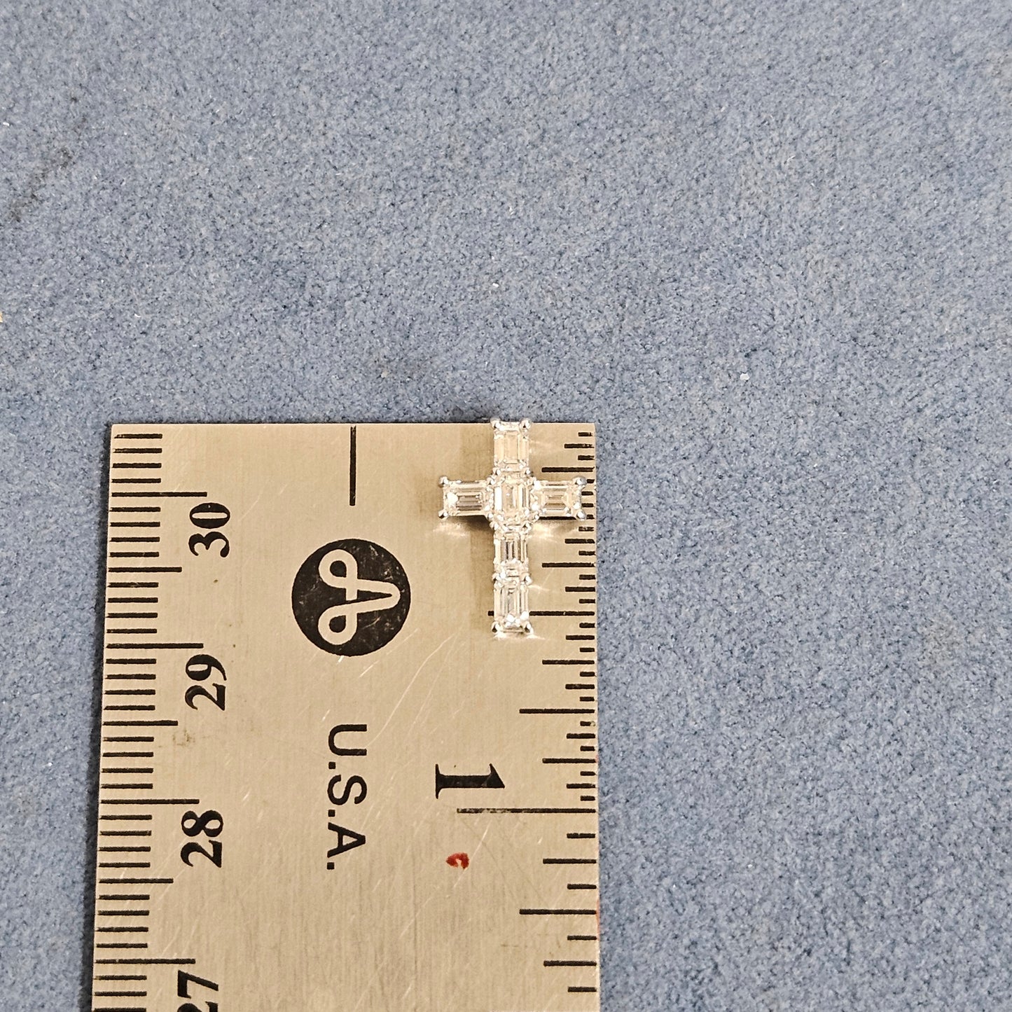 Emerald Cut Diamond small Cross Pendant /Natural Diamond Necklace/14K Gold Emerald Cut Diamond small Cross/Anniversary Gift