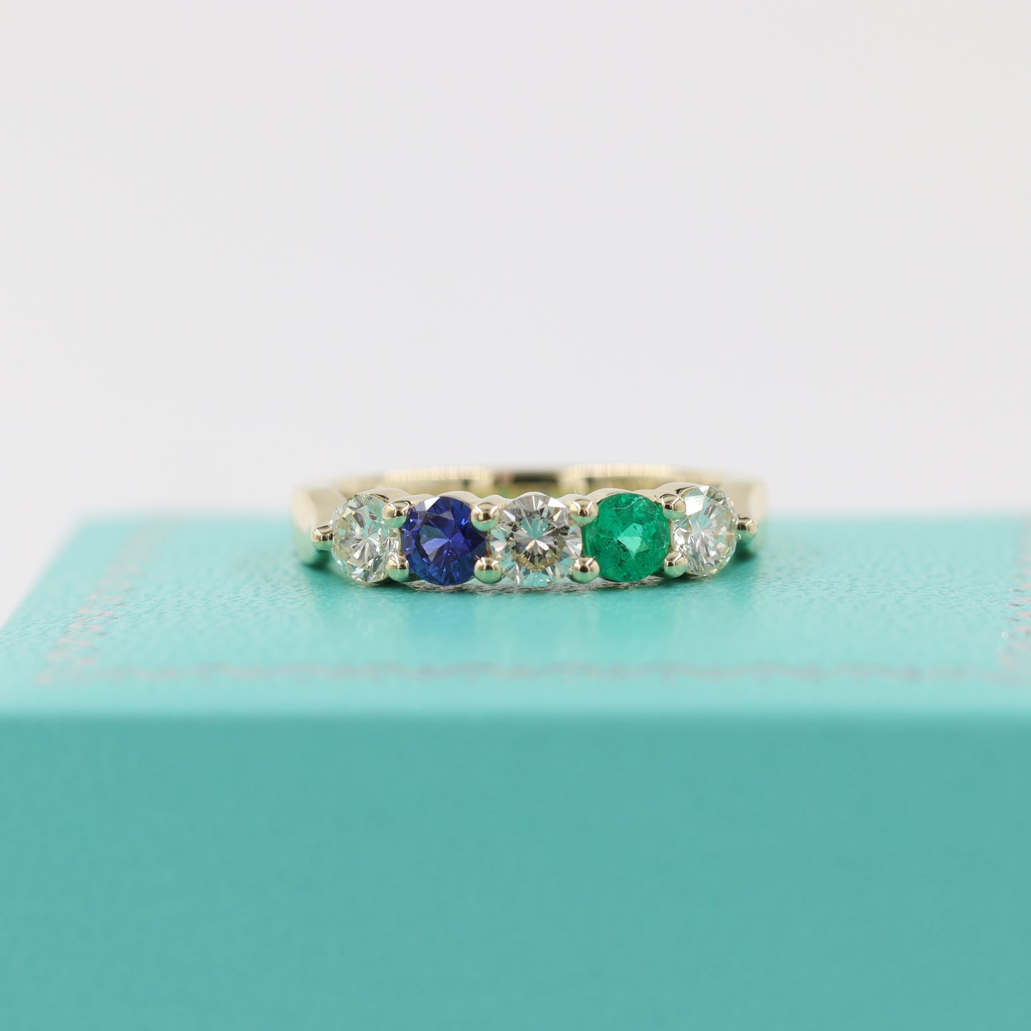 Emerald and Sapphire Diamond Ring/Dainty Emerald Ring / Natural Emerald Sapphire / Emerald and Diamond Ring / Statement Ring /Gift for her