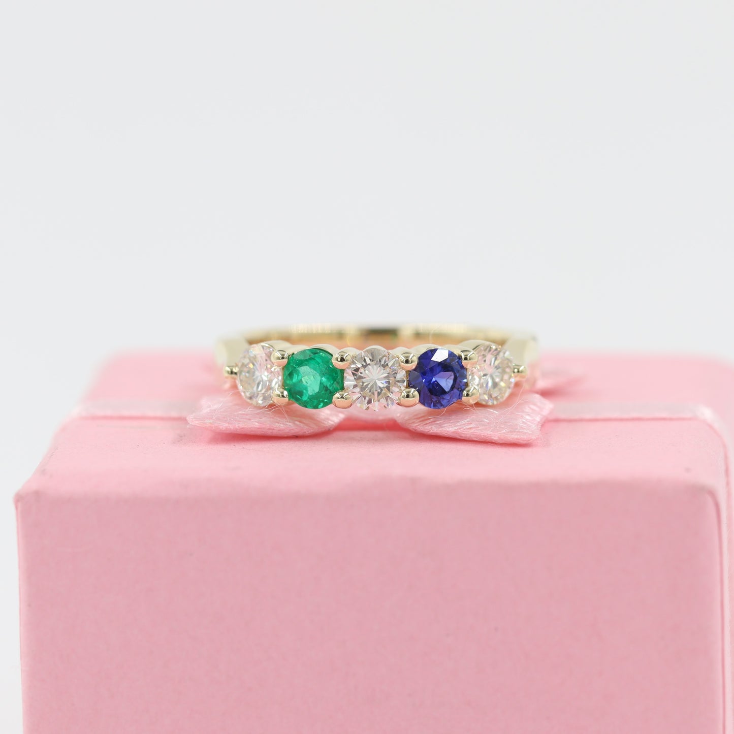 Emerald and Sapphire Diamond Ring/Dainty Emerald Ring / Natural Emerald Sapphire / Emerald and Diamond Ring / Statement Ring /Gift for her