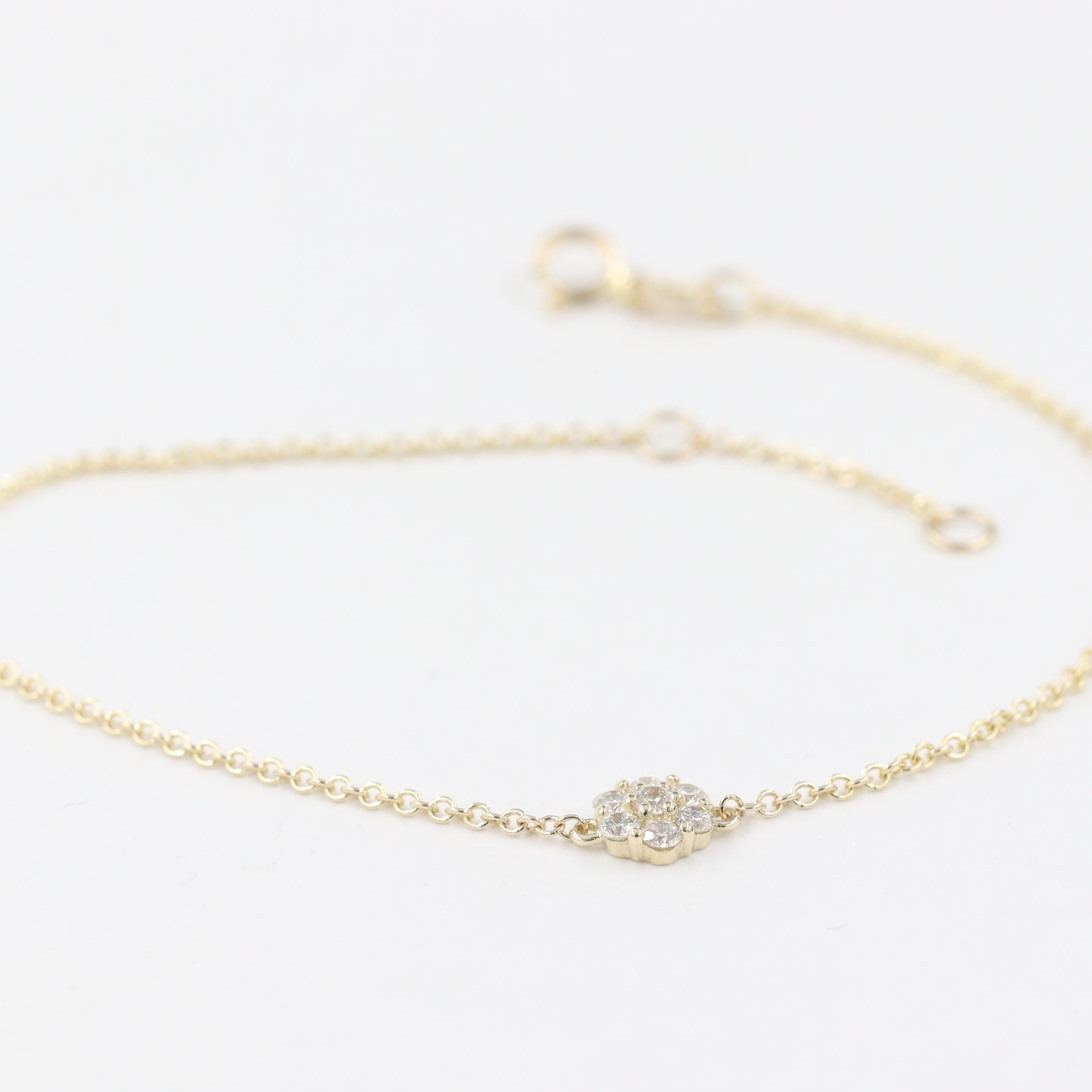Flower Charm in One Bracelet/14K gold Diamond Bracelet/ Anniversary Bracelet /Flower Diamond Bracelet
