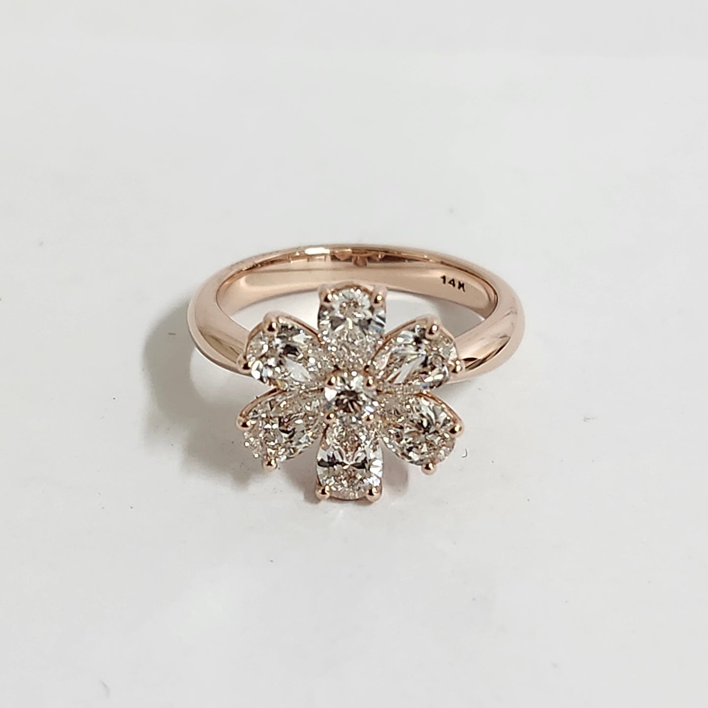 Flower 1.6ct Diamond Anniversary Ring/Pear Shape Diamond flower Ring/ Diamond flower Ring/Unique Engagement Ring/Anniversary Ring