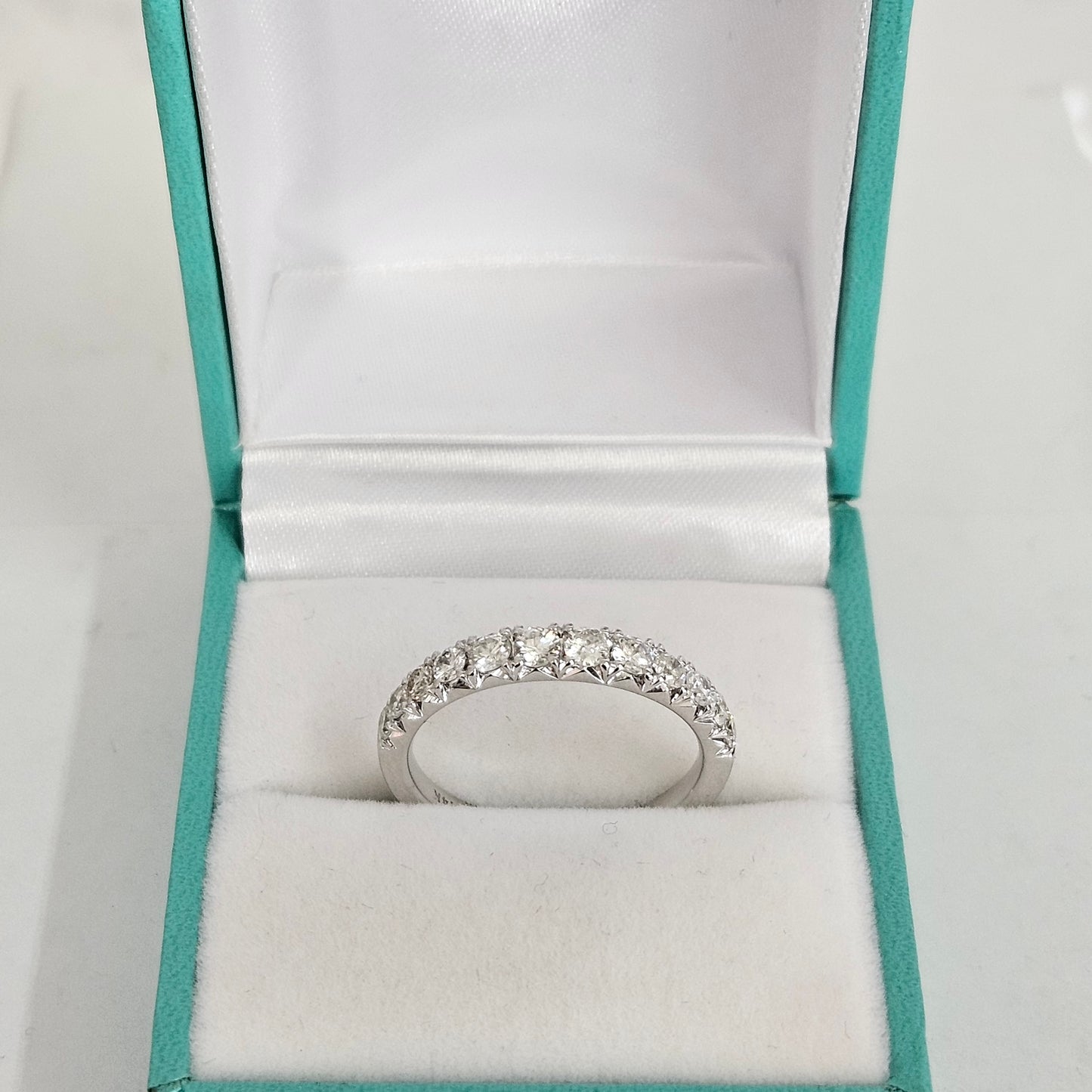 French Pave 0.75ct Diamond Wedding Band/Width 3.3mm Diamond Band/ Stackable Half Eternity Natural Diamond Ring/Anniversary Gift