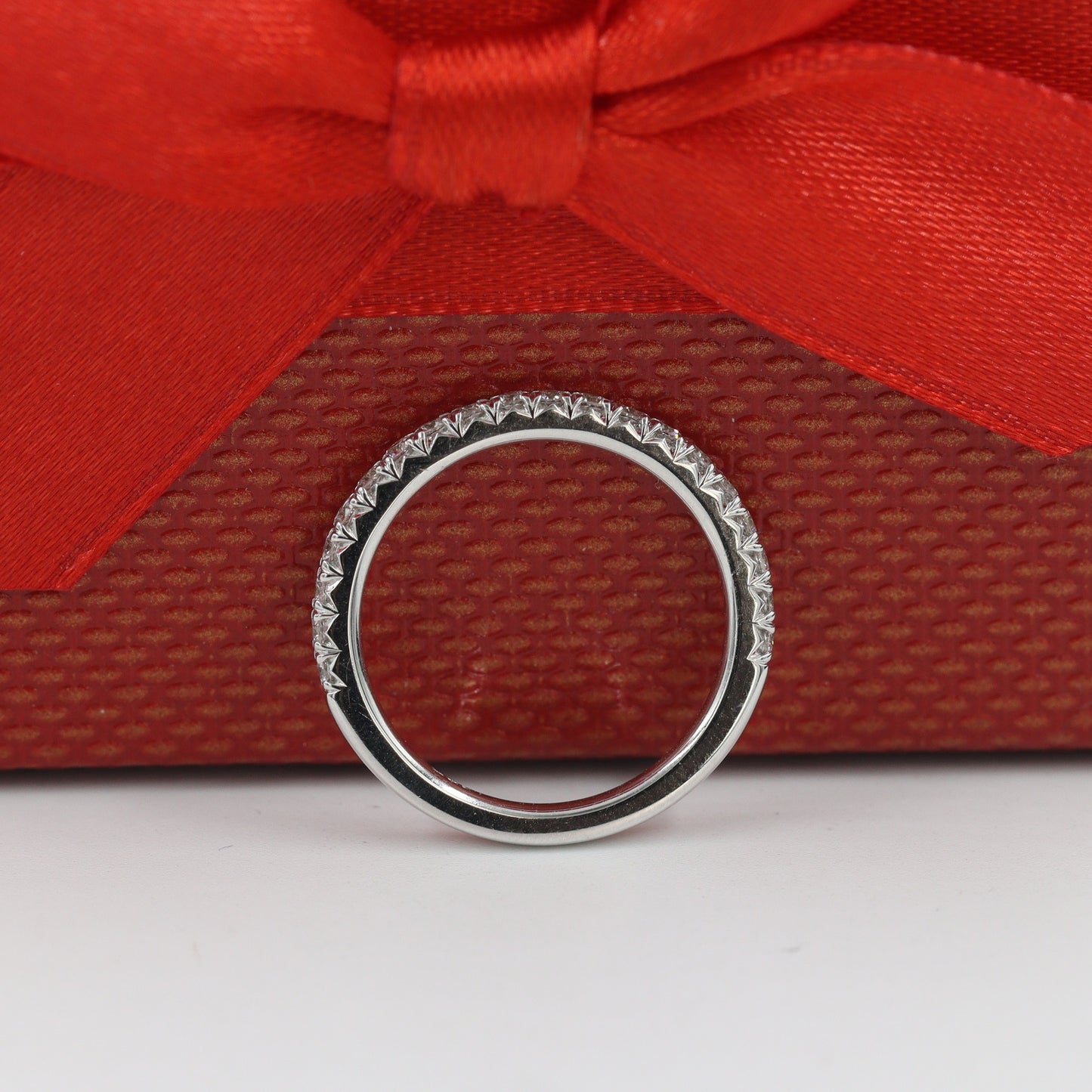 Half Eternity French Pave Lab Diamond Band/Stackable French Pave wedding Ring/Width 2.0mm Half Eternity Diamond Band/Anniversary Gift