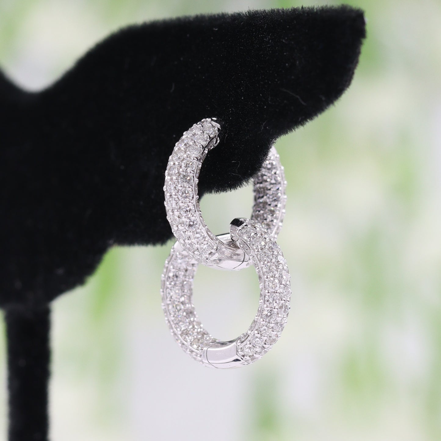 6 Row Full Natural Diamond Hoop 1.7ct Dome Huggies/Men's & Women's Diamond Hoop Earrings/14K-18K Diamond 13mm Hoop Earrings/Anniversary gift