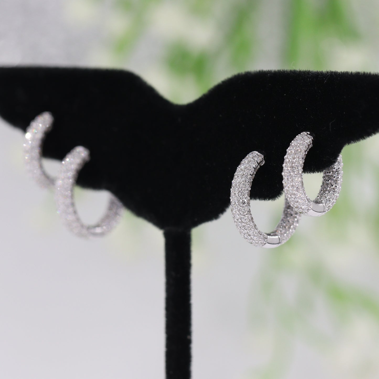 Full Diamond Hoop 2.45ct Dome Huggies/Men's & Women's Diamond Hoop Earrings/14K-18K Natural Diamond 15.5mm Hoop Earrings/Anniversary gift