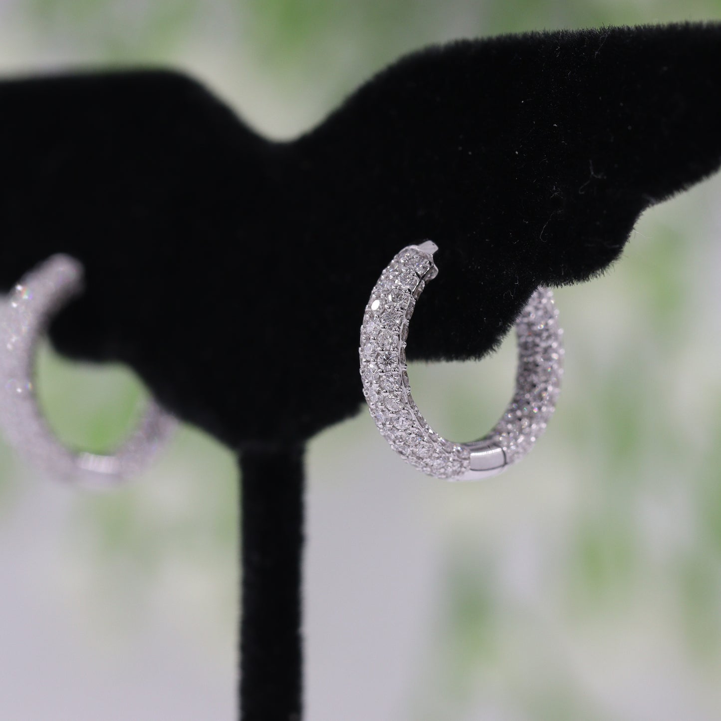 6 Row Full  Natural Diamond Hoop 2.45ct Dome Huggies/Men's & Women's Hoop Earrings/14K-18K Diamond 15.5mm Hoop Earrings/Anniversary gift