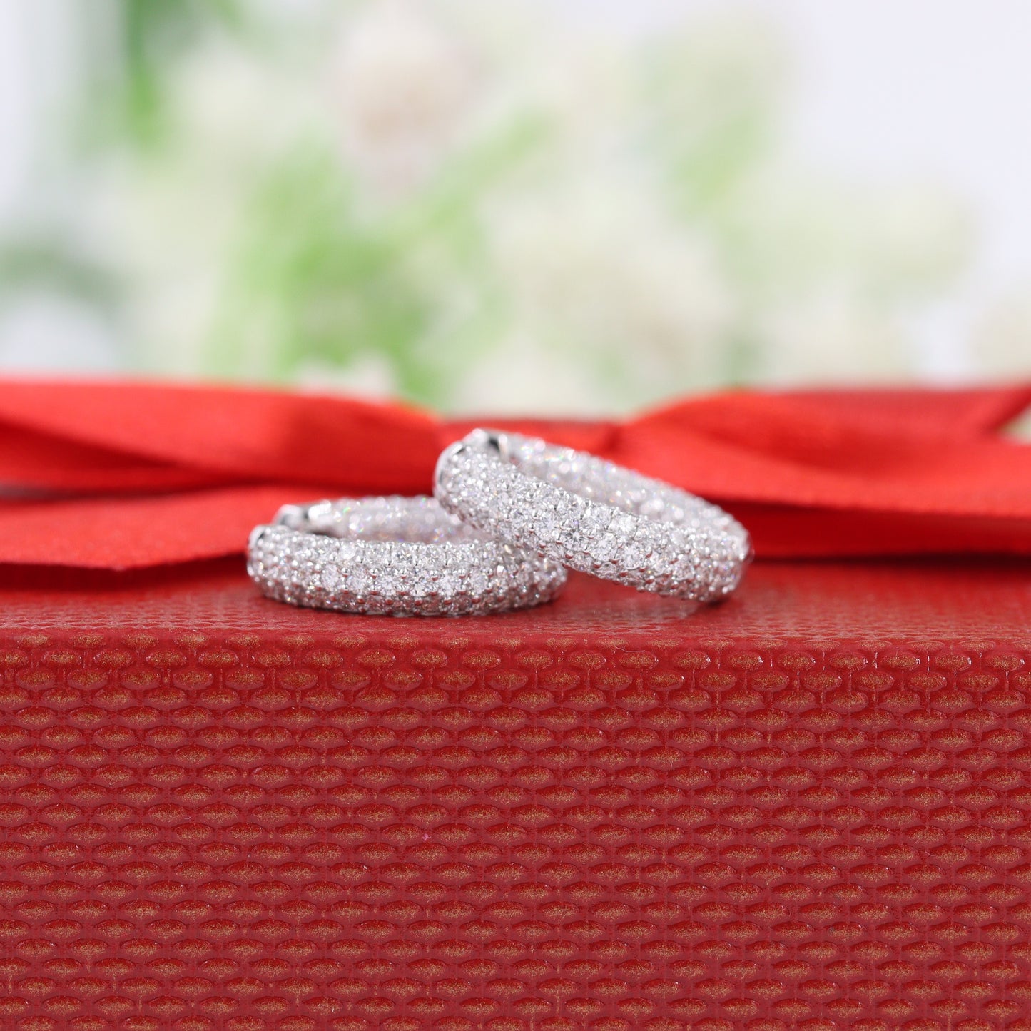 Full Diamond Hoop 2.45ct Dome Huggies/Men's & Women's Diamond Hoop Earrings/14K-18K Natural Diamond 16mm Hoop Earrings/Anniversary gift