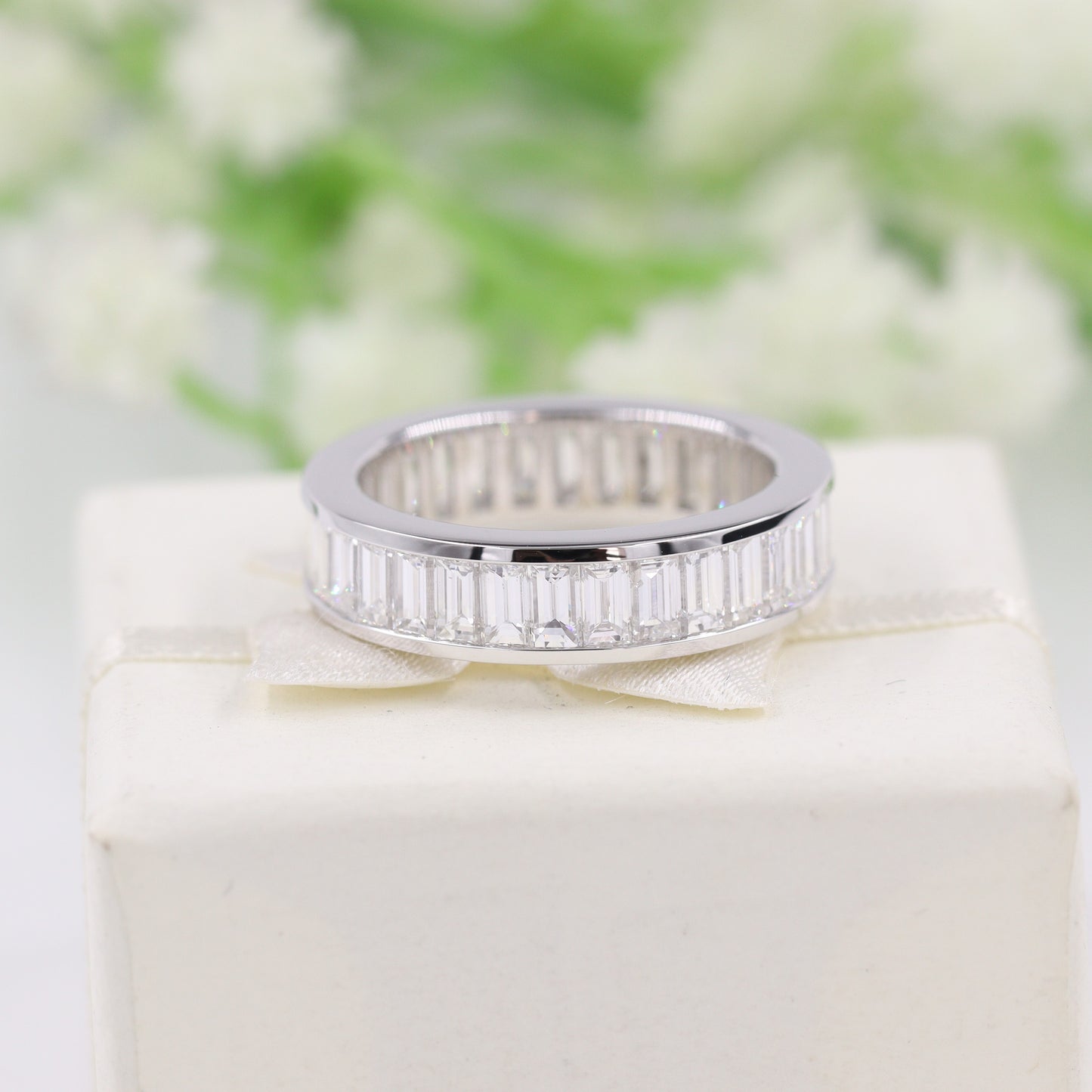 Baguette Diamond wedding Band/Baguette Diamond Channel Set Ring/4.1ctw Stackable Full Eternity Baguette Diamond Band/ Anniversary Gift