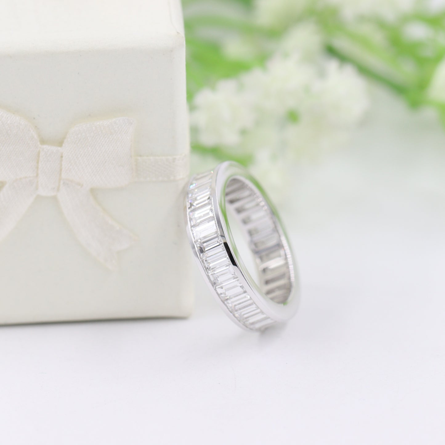 Baguette Diamond wedding Band/Baguette Diamond Channel Set Ring/4.1ctw Stackable Full Eternity Baguette Diamond Band/ Anniversary Gift