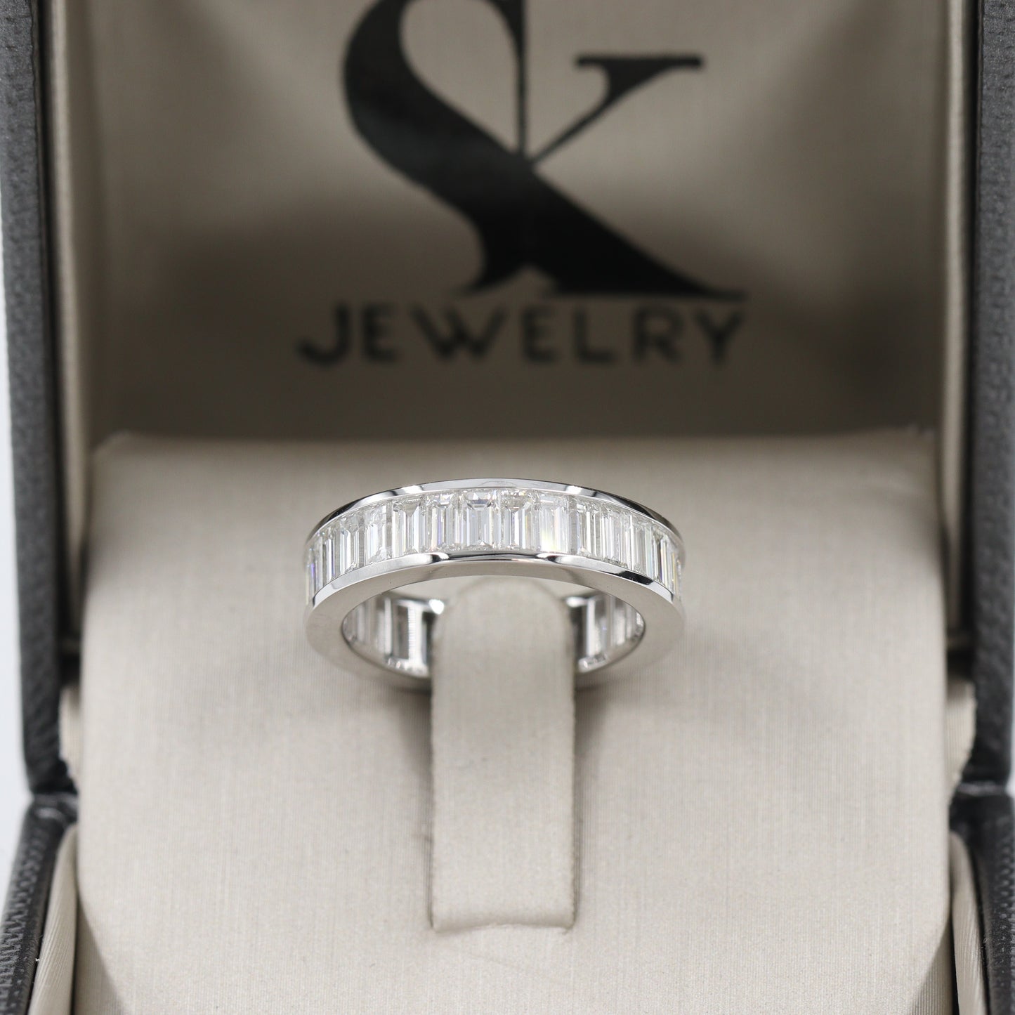 Baguette Diamond wedding Band/Baguette Diamond Channel Set Ring/4.1ctw Stackable Full Eternity Baguette Diamond Band/ Anniversary Gift