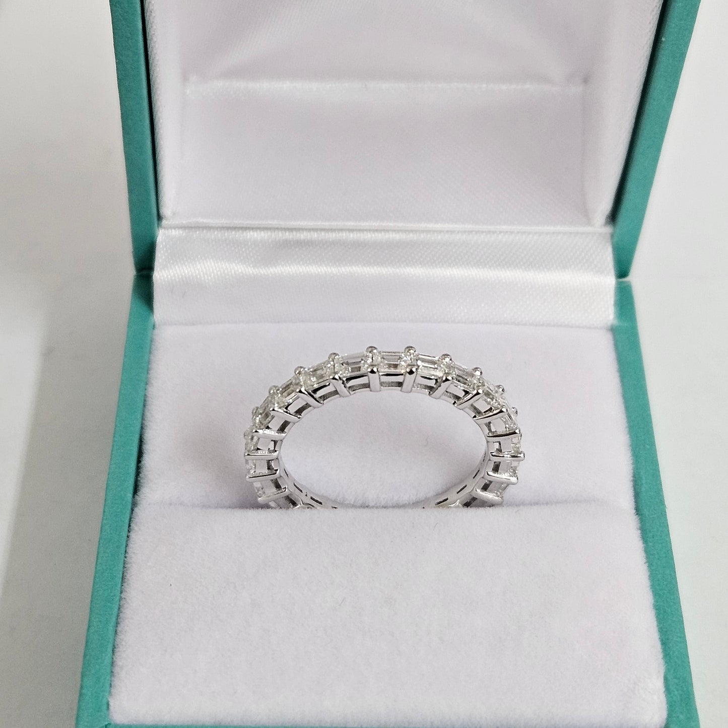 Emerald Cut Diamond Band / Full Eternity Natural Diamond Wedding Ring / Stackable Emerald Cut Diamond Band / Anniversary gift