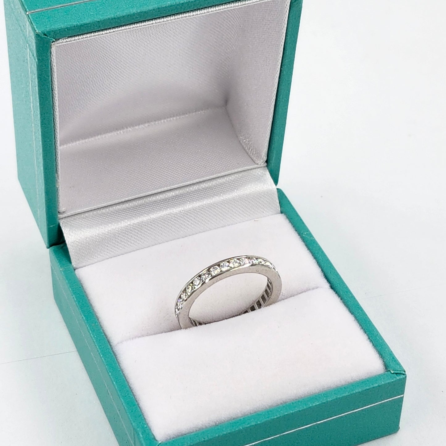 14k Gold Natural Diamond Wedding Band: Full Eternity Round Diamond Channel Set 2.5mm Ring - Anniversary gift