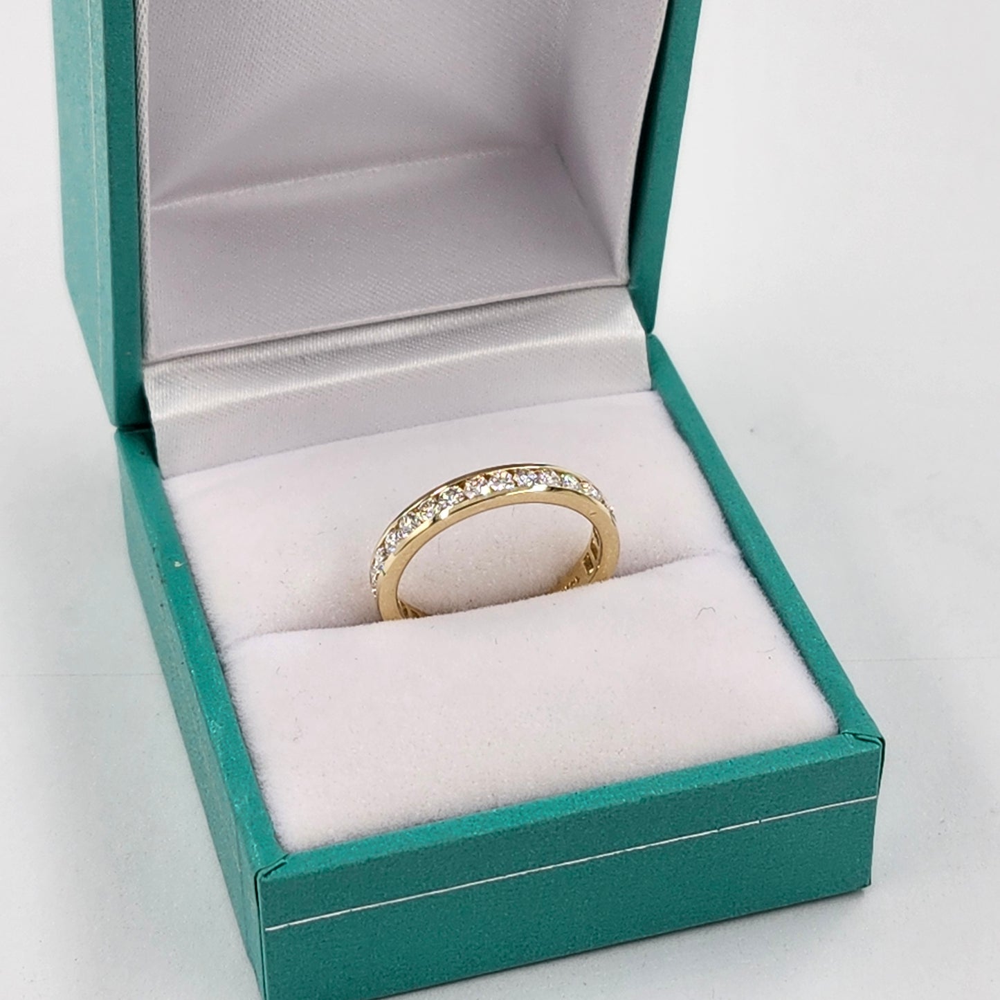 14k Gold Natural Diamond Wedding Band: Full Eternity Round Diamond Channel Set 3.0mm Ring - Anniversary gift