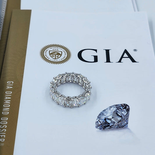 GIA Certified Emerald Cut Natural Diamond Eternity Wedding Band/8.6ct Emerald Cut Diamond Width 6.2mm/Eternity Diamond Ring/Anniversary gift