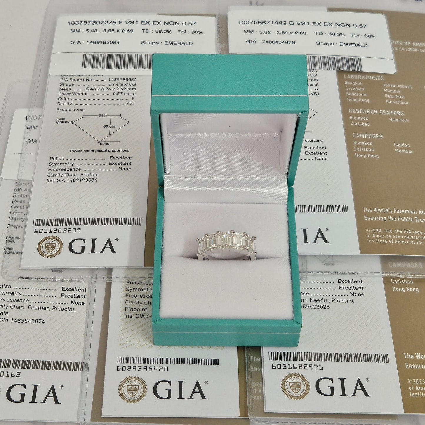 GIA certified 2.8ct Emerald Cut Diamond Band / 5stones Emerald Cut Wedding Ring / Anniversary gift / Emerald Cut Diamond Band