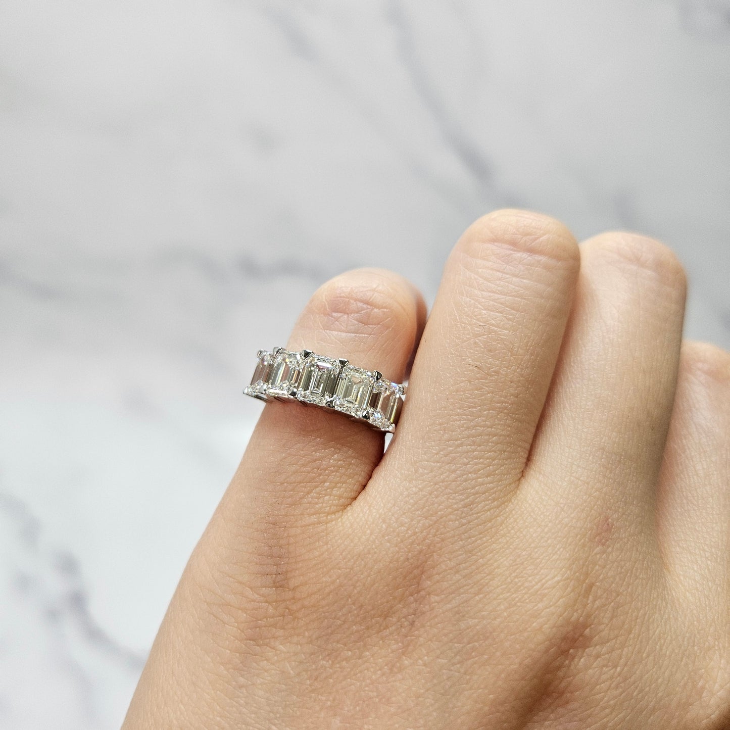 GIA certified 2.8ct Emerald Cut Diamond Band / 5stones Emerald Cut Wedding Ring / Anniversary gift / Emerald Cut Diamond Band
