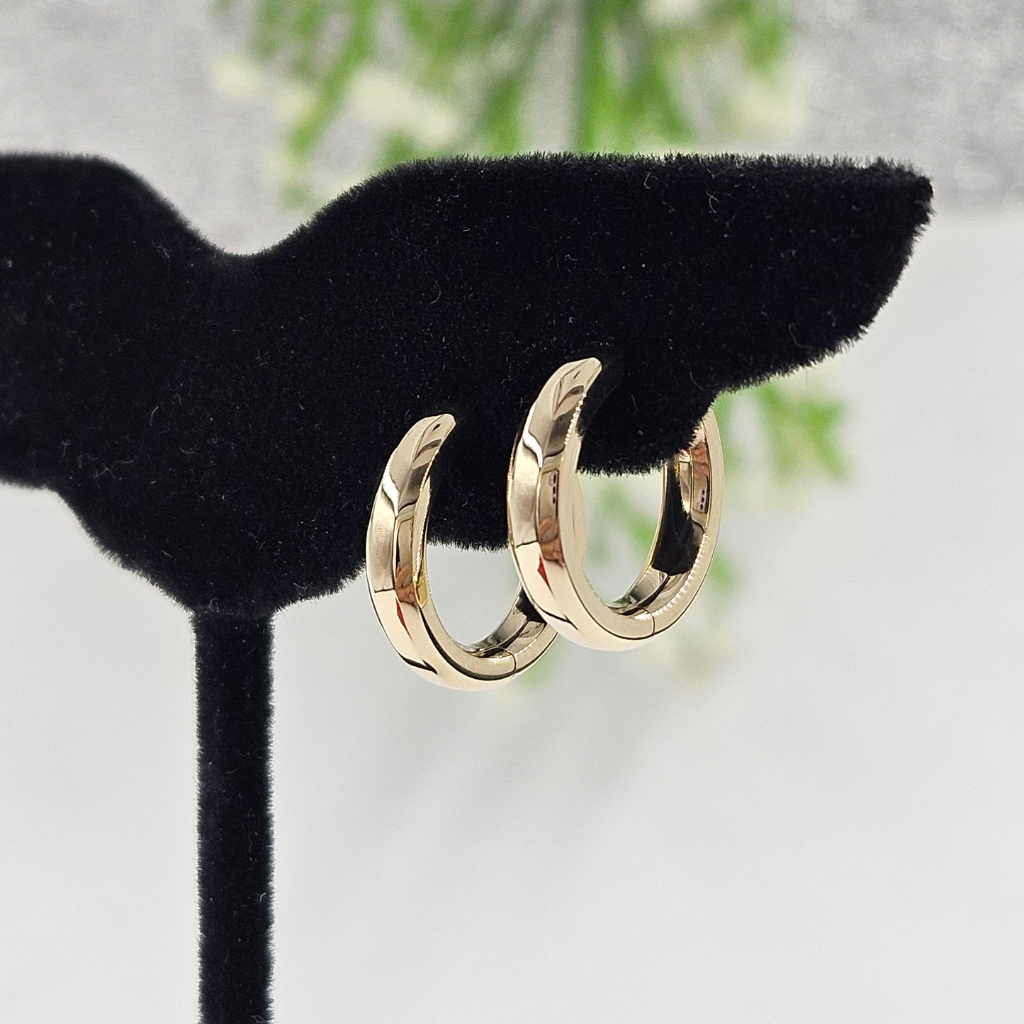 Gold Solid Dome Huggies/Men's & Women's Gold Hoop Earrings/14K-18K Gold 16mm Gold Hoop Earrings/Anniversary gift