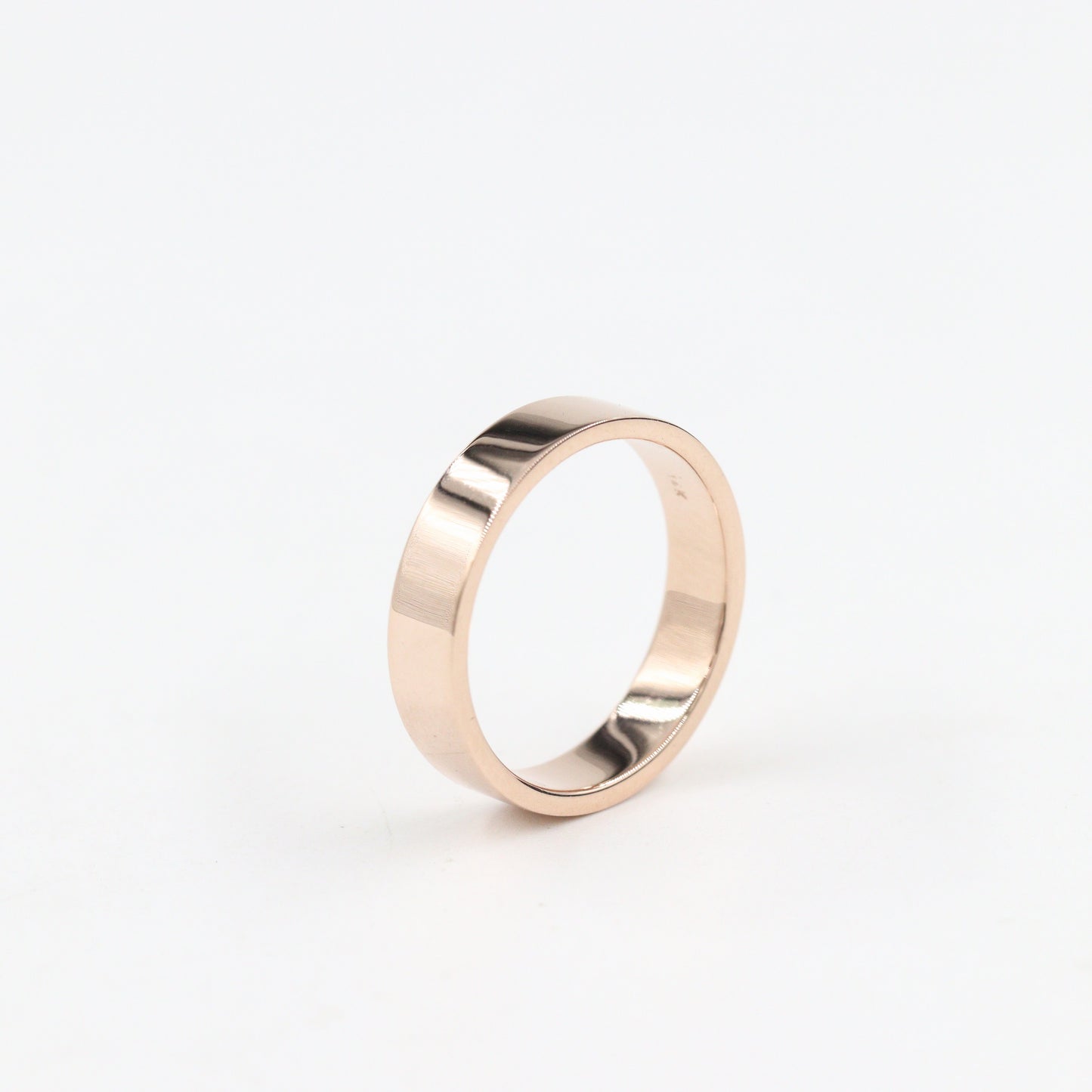 14k Gold Band 4.3mm Men's and Women's Wedding Ring/Gold Wedding Band/Promise Ring/ Simple Everyday Ring Flat Band/Anniversary Gift