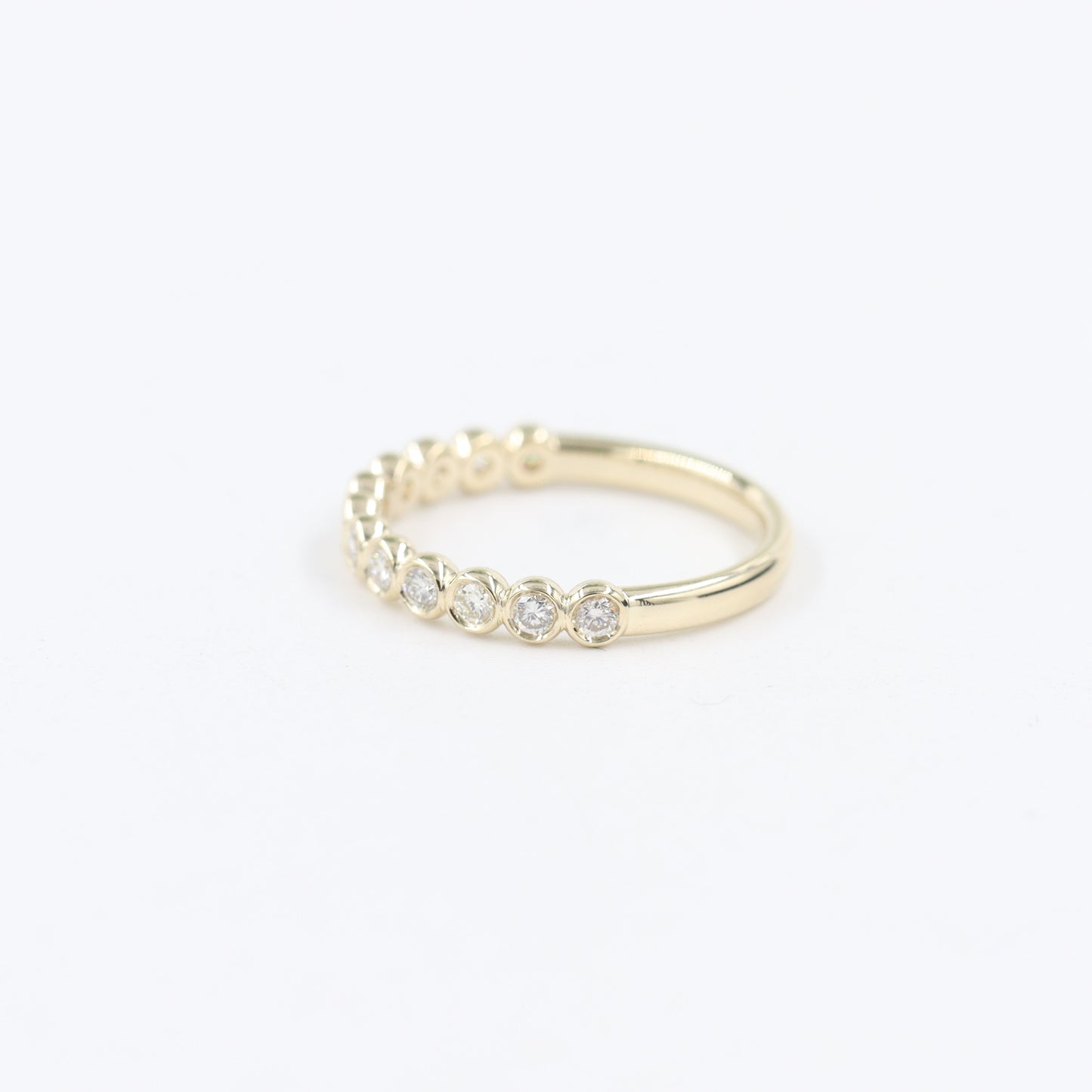 Half Diamond Bezel Band/Half Eternity Diamonds Ring/Stackable Diamond Ring/Wedding Ring/Anniversary Gift/Minimalist Ring