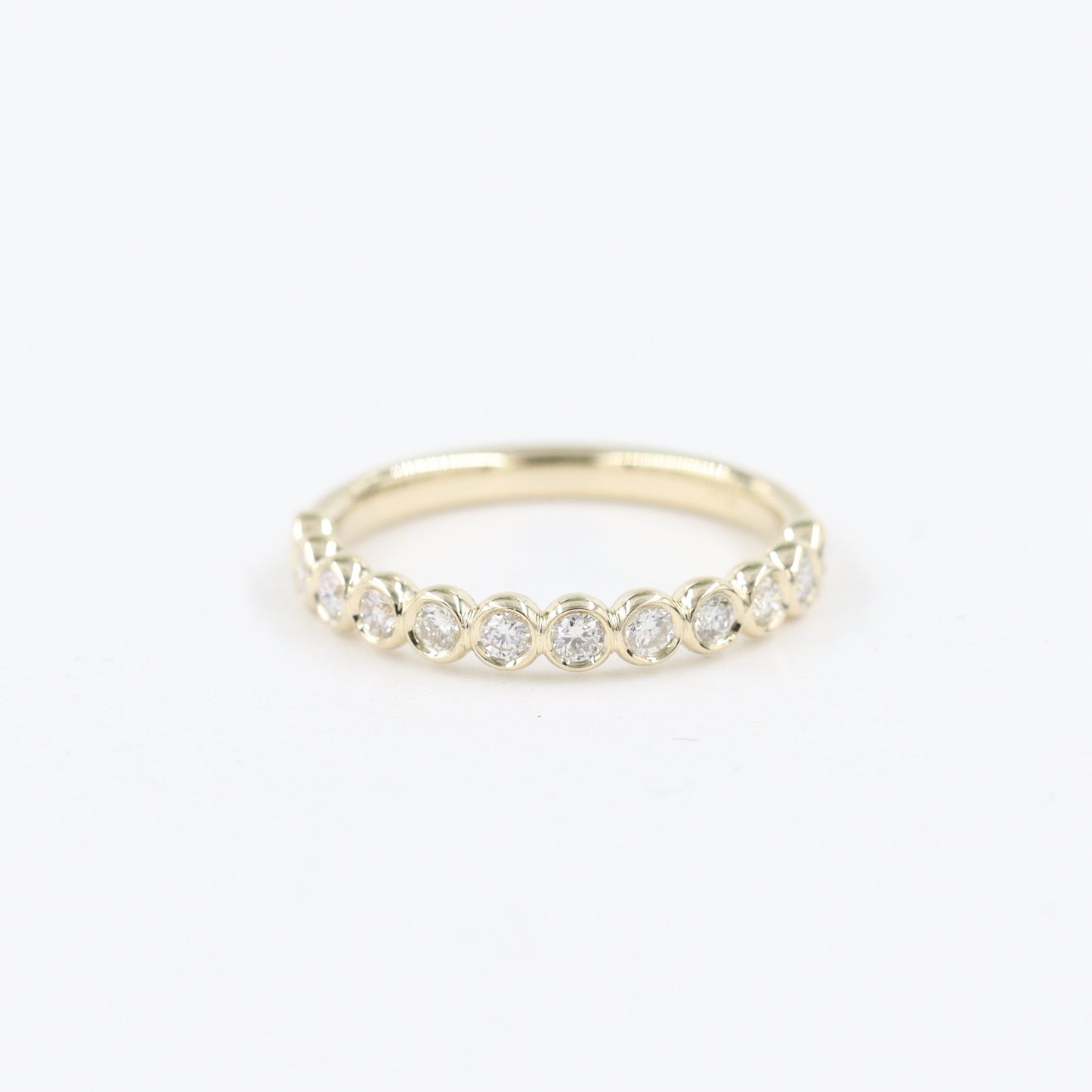 Half Diamond Bezel Band/Half Eternity Diamonds Ring/Stackable Diamond Ring/Wedding Ring/Anniversary Gift/Minimalist Ring