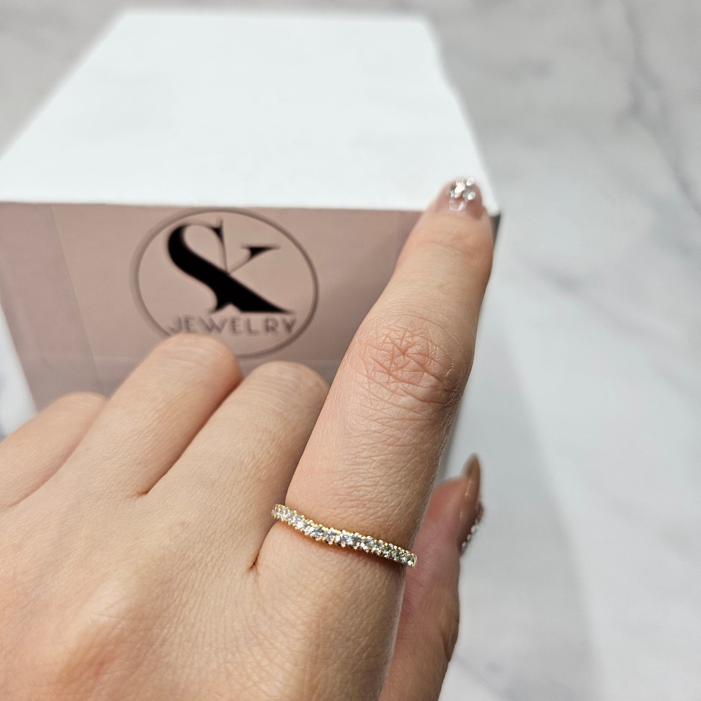 Half Diamond Curved Wedding Band/Natural Diamond Band/Stackable Natural Diamond Curved Band/Anniversary Ring/Matching Band
