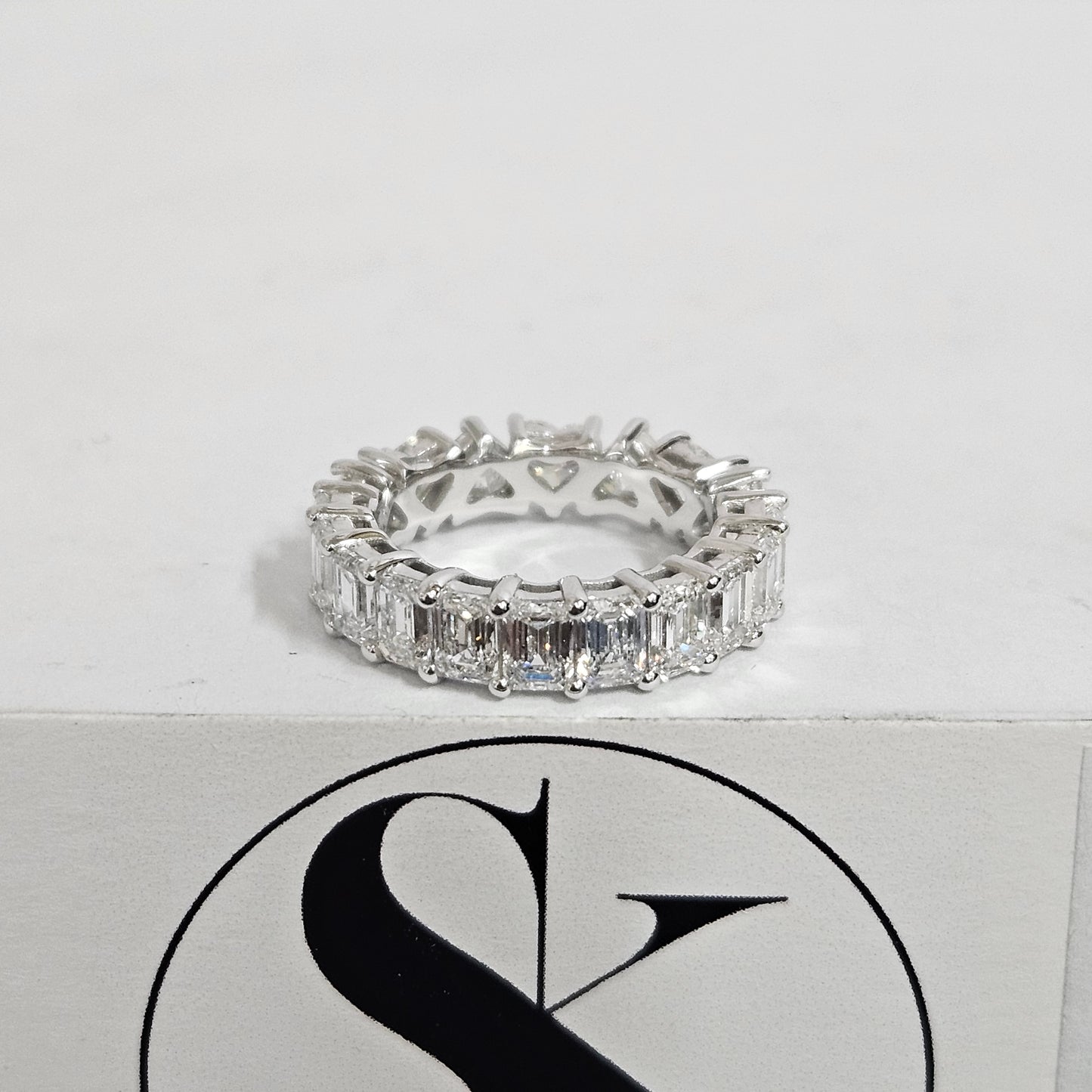 Half Emerald Cut Half Heart Shape Full Diamond Eternity Band/Full Eternity Lab Grown Diamond Band/Anniversary gift