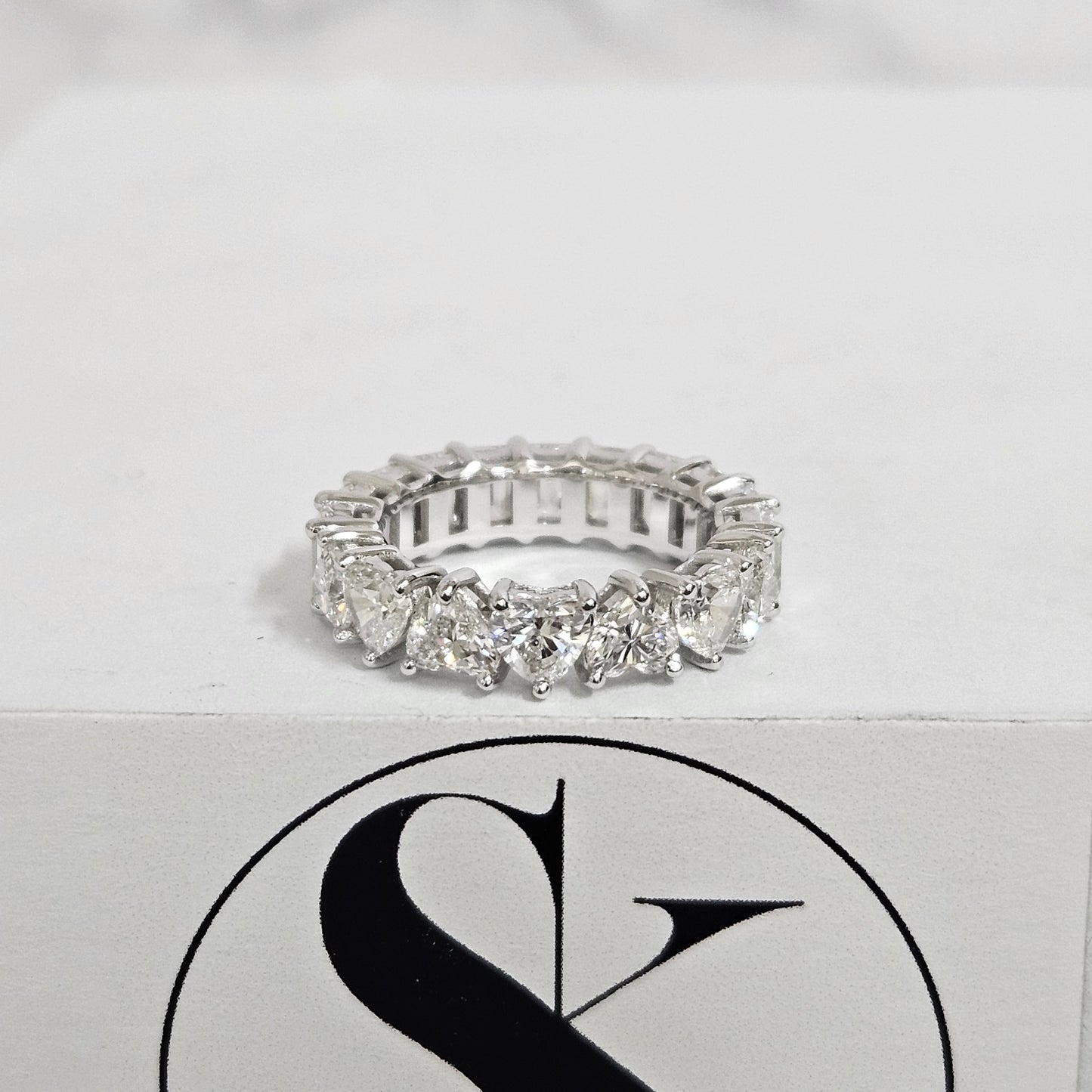 Half Emerald Cut Half Heart Shape Full Diamond Eternity Band/Full Eternity Lab Grown Diamond Band/Anniversary gift