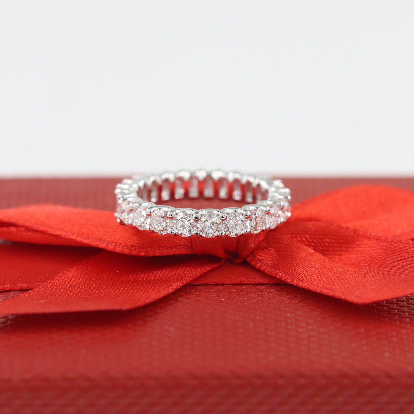 Half Emerald Cut Half Round Cut Diamond Full Eternity U-shape Setting Band/Full Eternity Natural Diamond Band/Anniversary gift