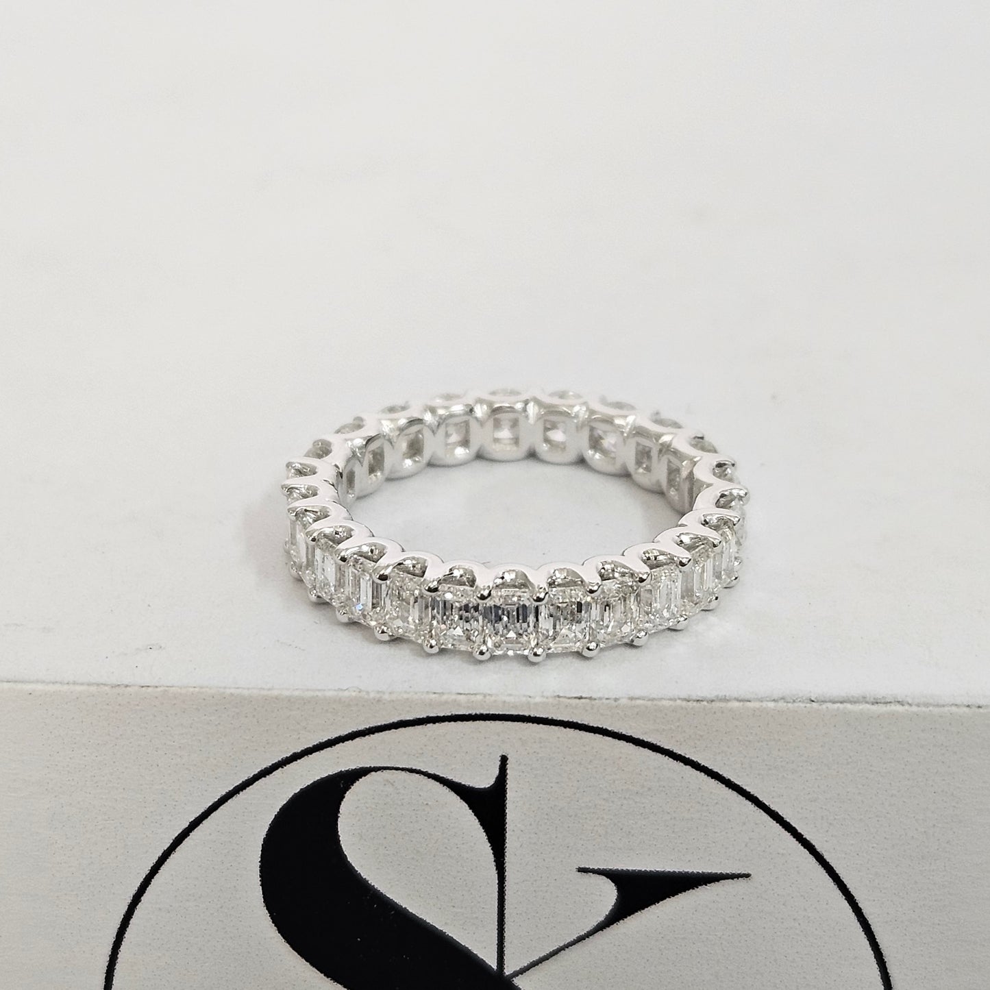 Half Emerald Cut Half Round Cut Diamond Full Eternity U-shape Setting Band/Full Eternity Natural Diamond Band/Anniversary gift