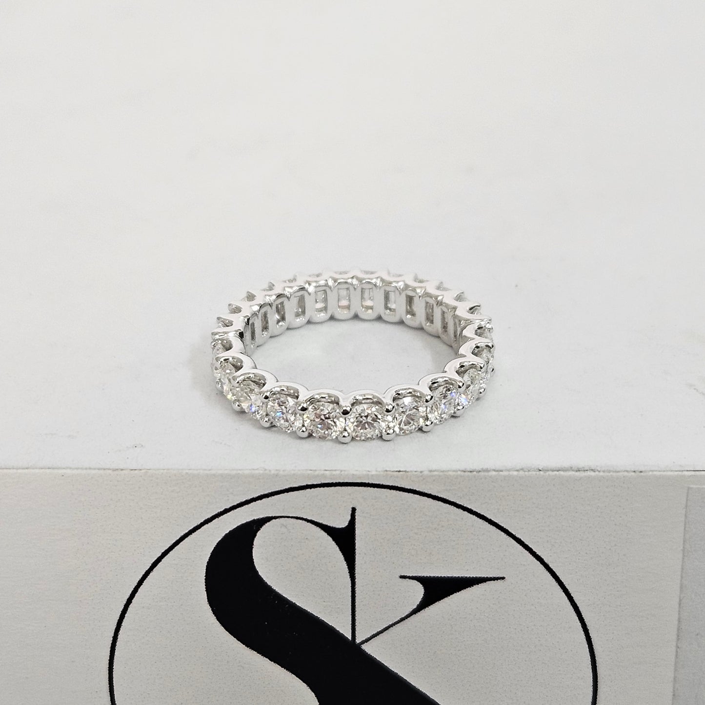 Half Emerald Cut Half Round Cut Diamond Full Eternity U-shape Setting Band/Full Eternity Natural Diamond Band/Anniversary gift