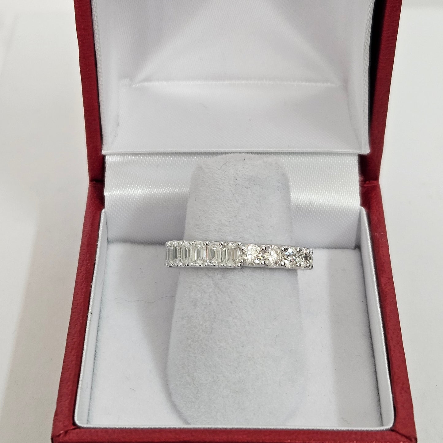 Half Emerald Cut Half Round Cut Diamond Full Eternity U-shape Setting Band/Full Eternity Natural Diamond Band/Anniversary gift