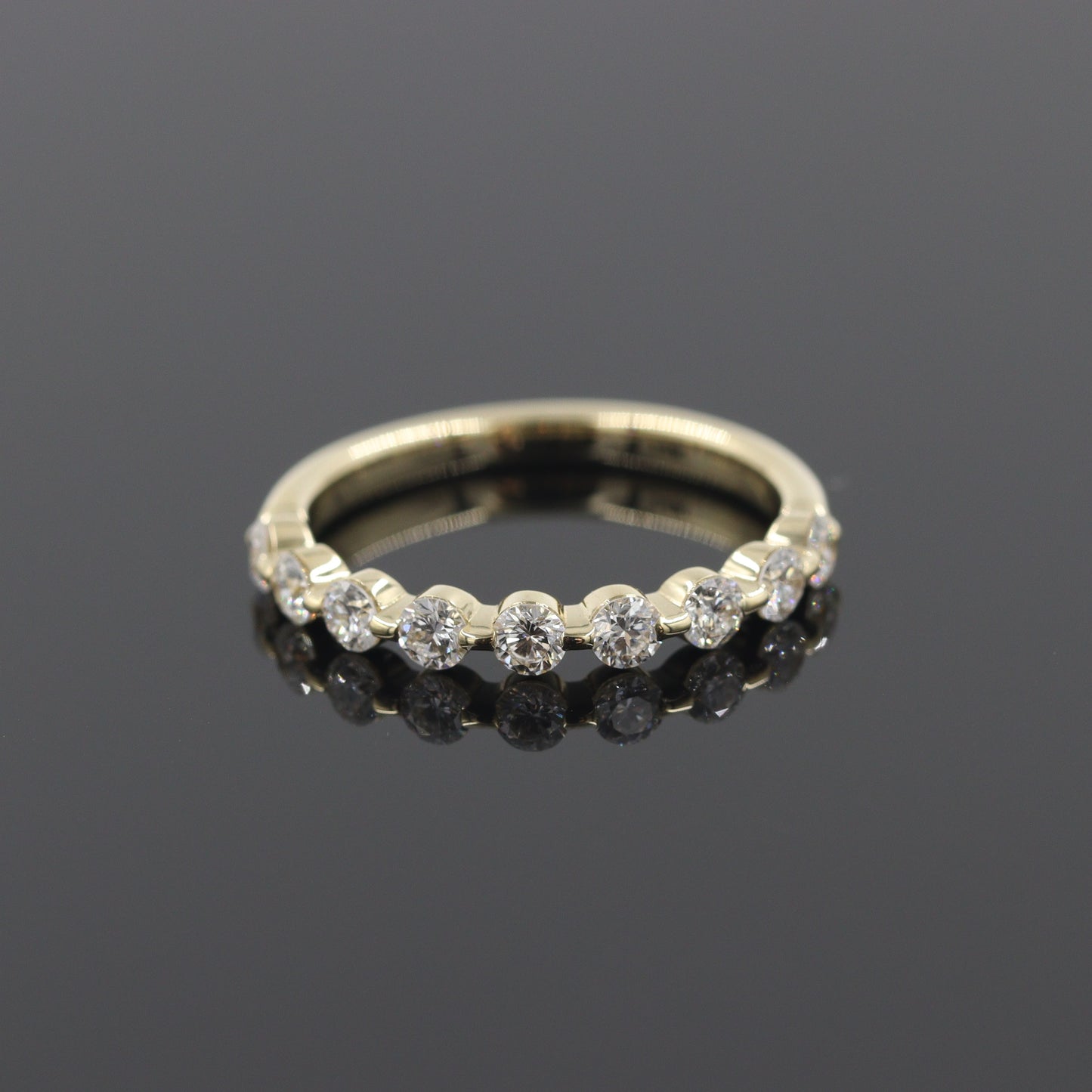 Half Diamond Single Prong Wedding Ring/Platinum,14K,18K gold Single Prong Half Eternity Band/Stackable Diamond Ring/Anniversary Gift