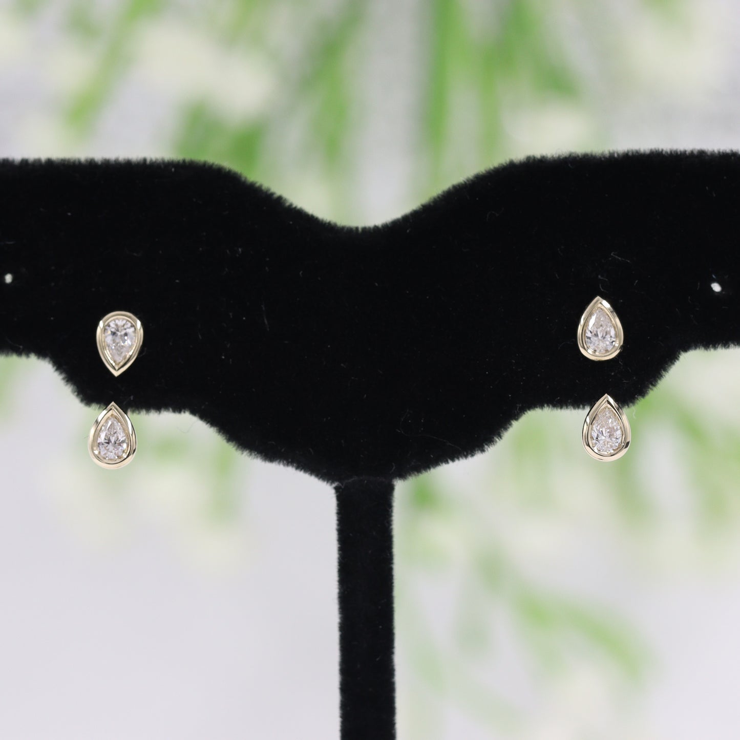 Handmade Pear Shape Diamond Solitaire Bezel Set Jacket Earrings/Pear Bezel Set Natural Diamond Earring/Pear Jacket Earrings/Anniversary gift