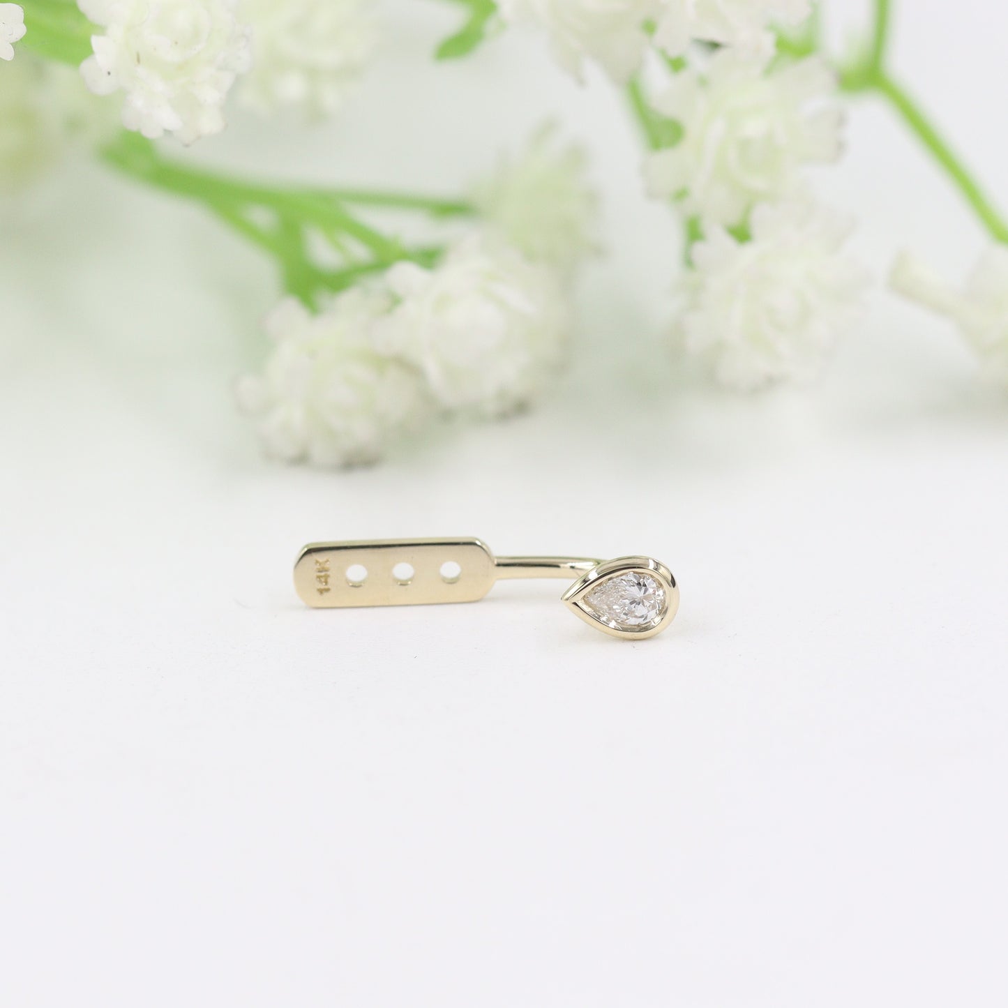 Handmade Pear Shape Diamond Solitaire Bezel Set Jacket Earrings/Pear Bezel Set Natural Diamond Earring/Pear Jacket Earrings/Anniversary gift